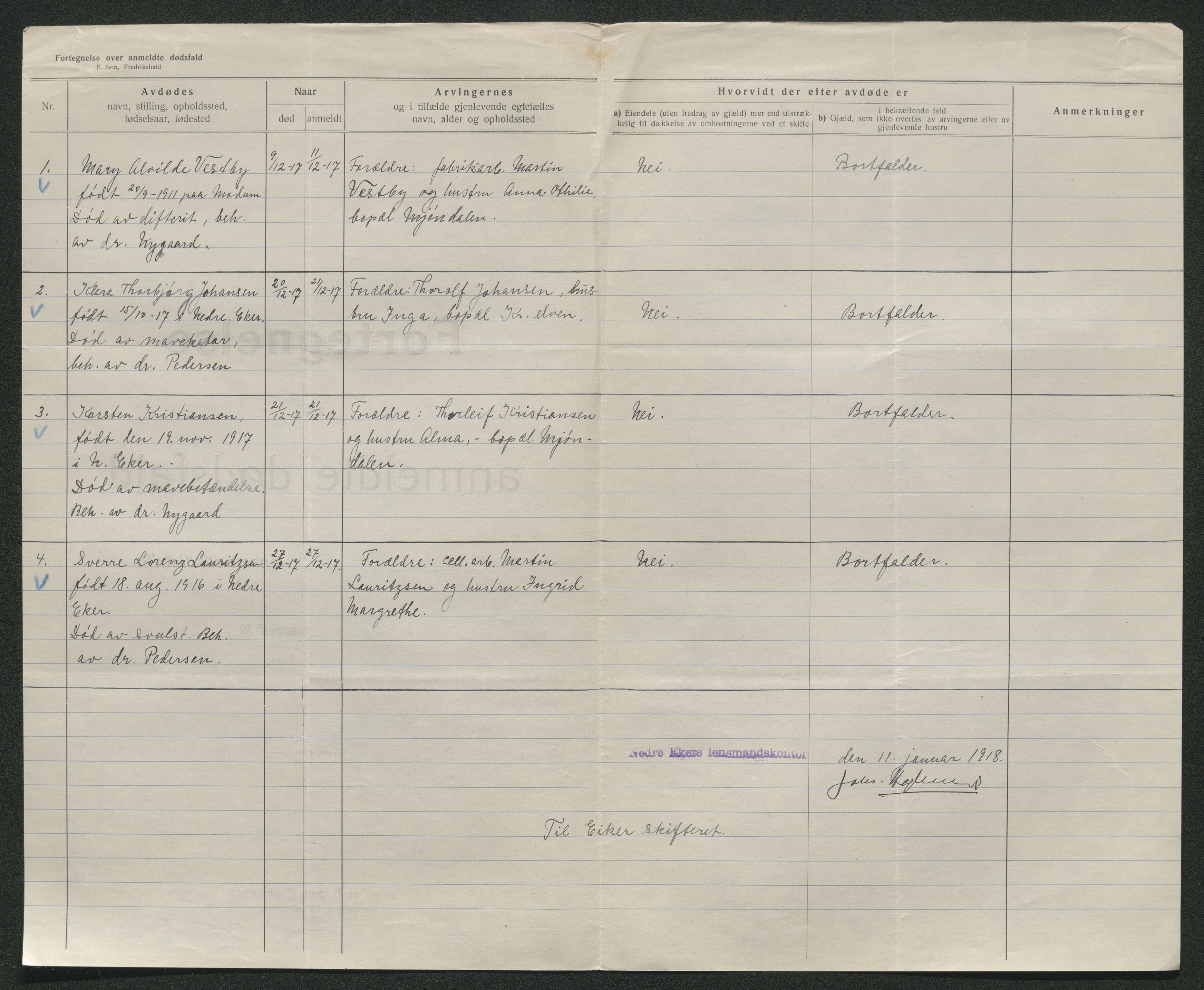 Eiker, Modum og Sigdal sorenskriveri, AV/SAKO-A-123/H/Ha/Hab/L0038: Dødsfallsmeldinger, 1916-1917, p. 647