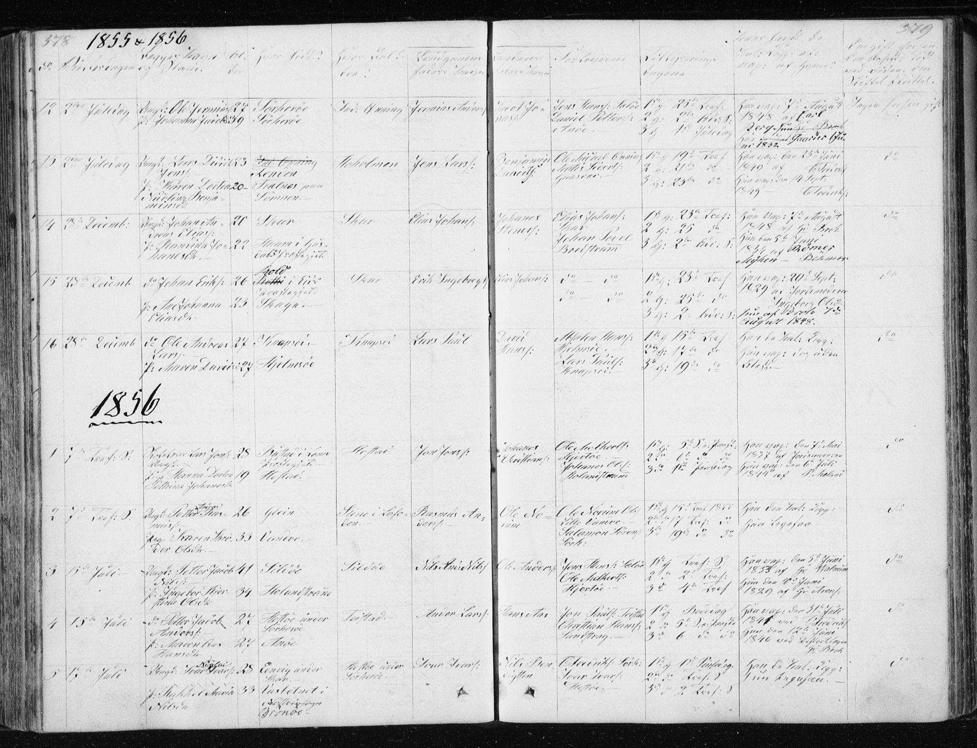 Ministerialprotokoller, klokkerbøker og fødselsregistre - Nordland, AV/SAT-A-1459/834/L0511: Parish register (copy) no. 834C02, 1848-1862, p. 378-379