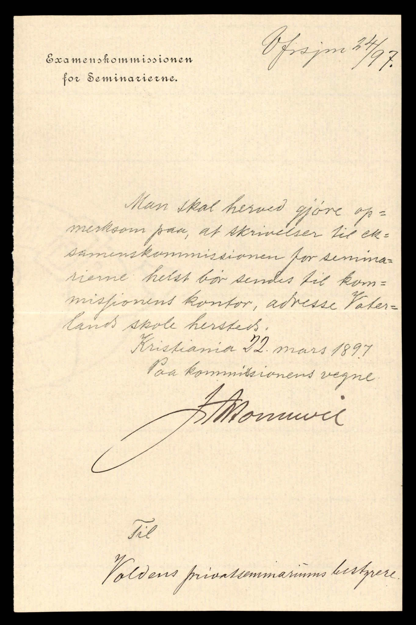 Volda Lærarskule, AV/SAT-A-5184/D/Da/L0040: Saksarkiv, 1897-1899, p. 23