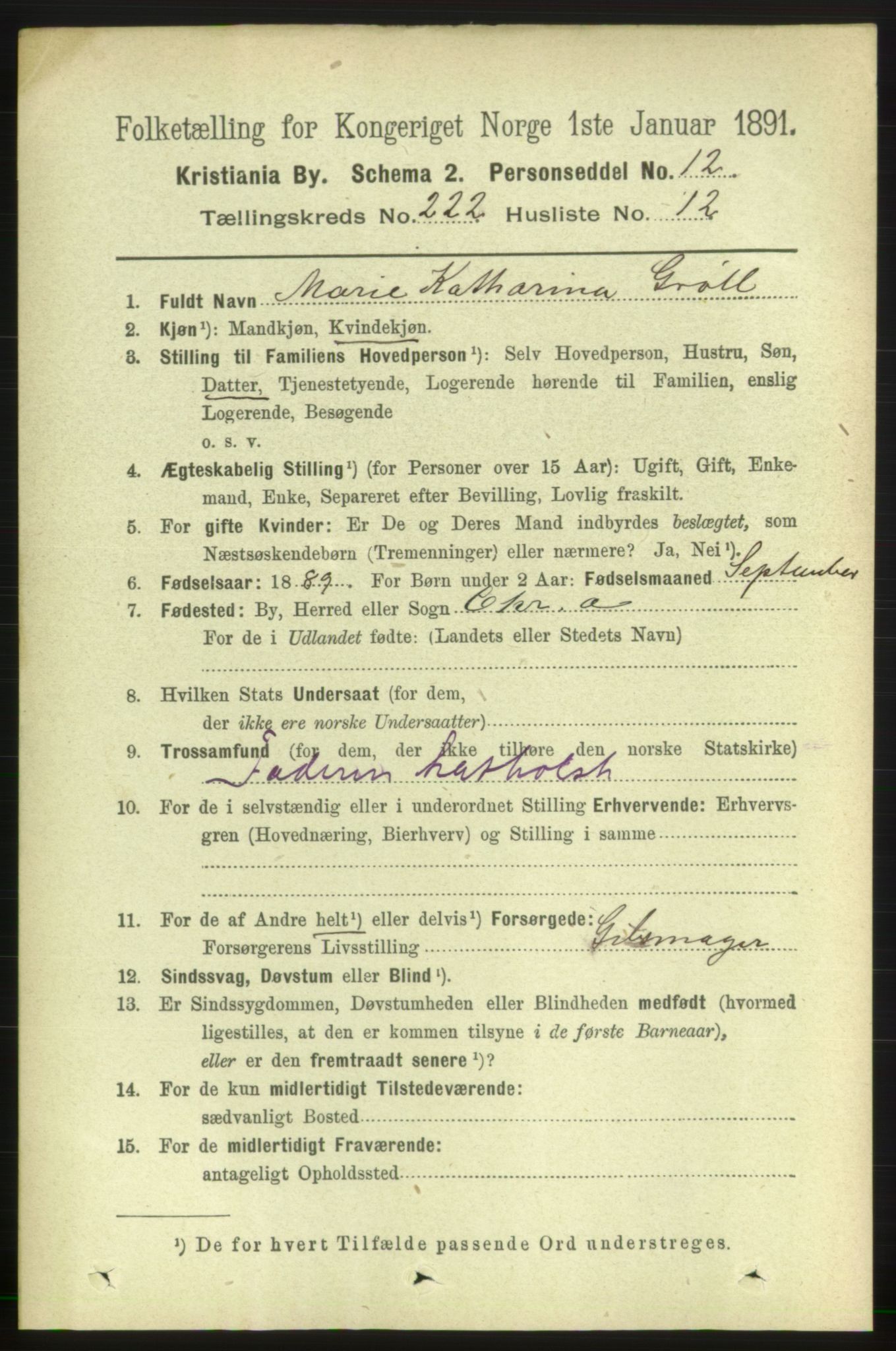 RA, 1891 census for 0301 Kristiania, 1891, p. 133530