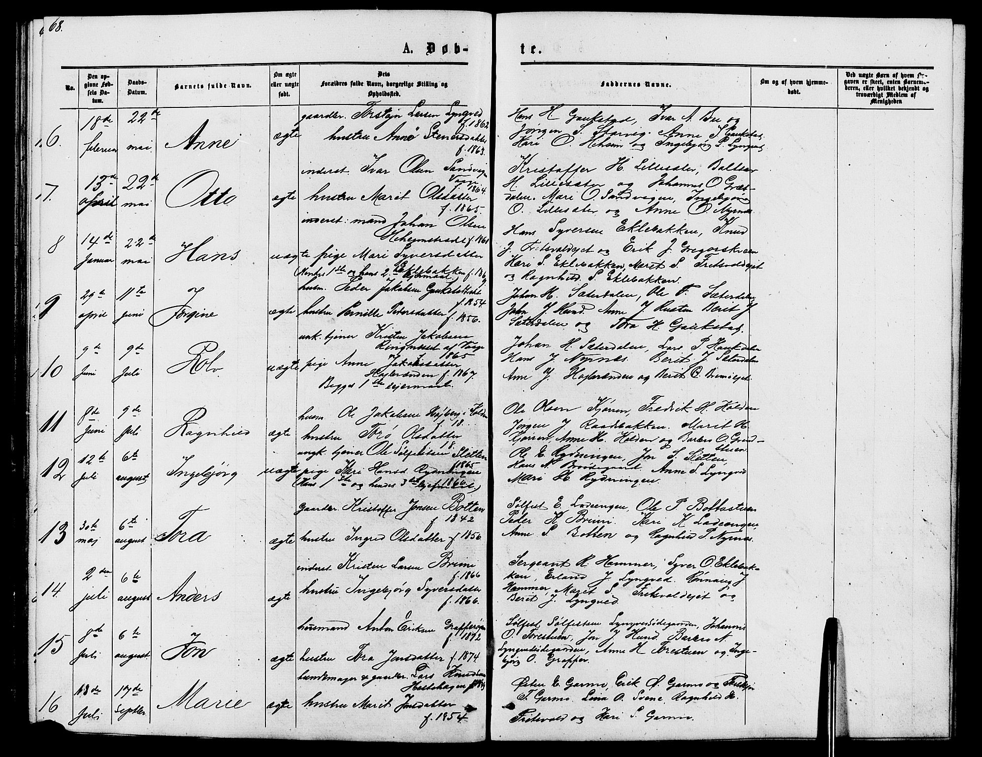 Lom prestekontor, SAH/PREST-070/L/L0005: Parish register (copy) no. 5, 1876-1901, p. 68-69
