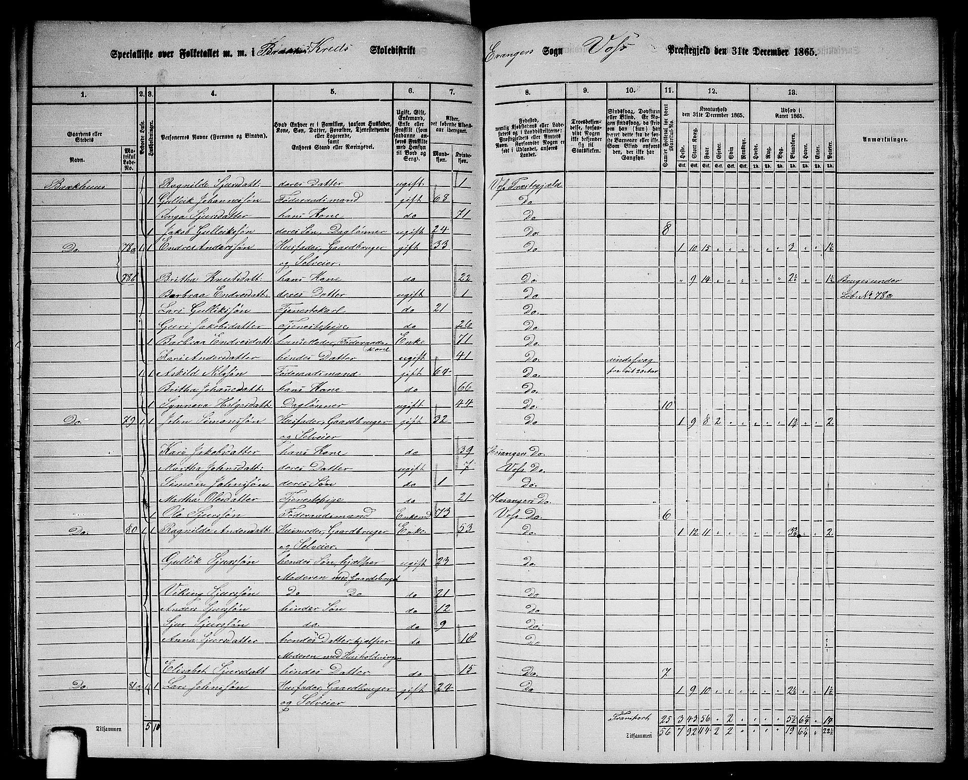 RA, 1865 census for Voss, 1865, p. 349
