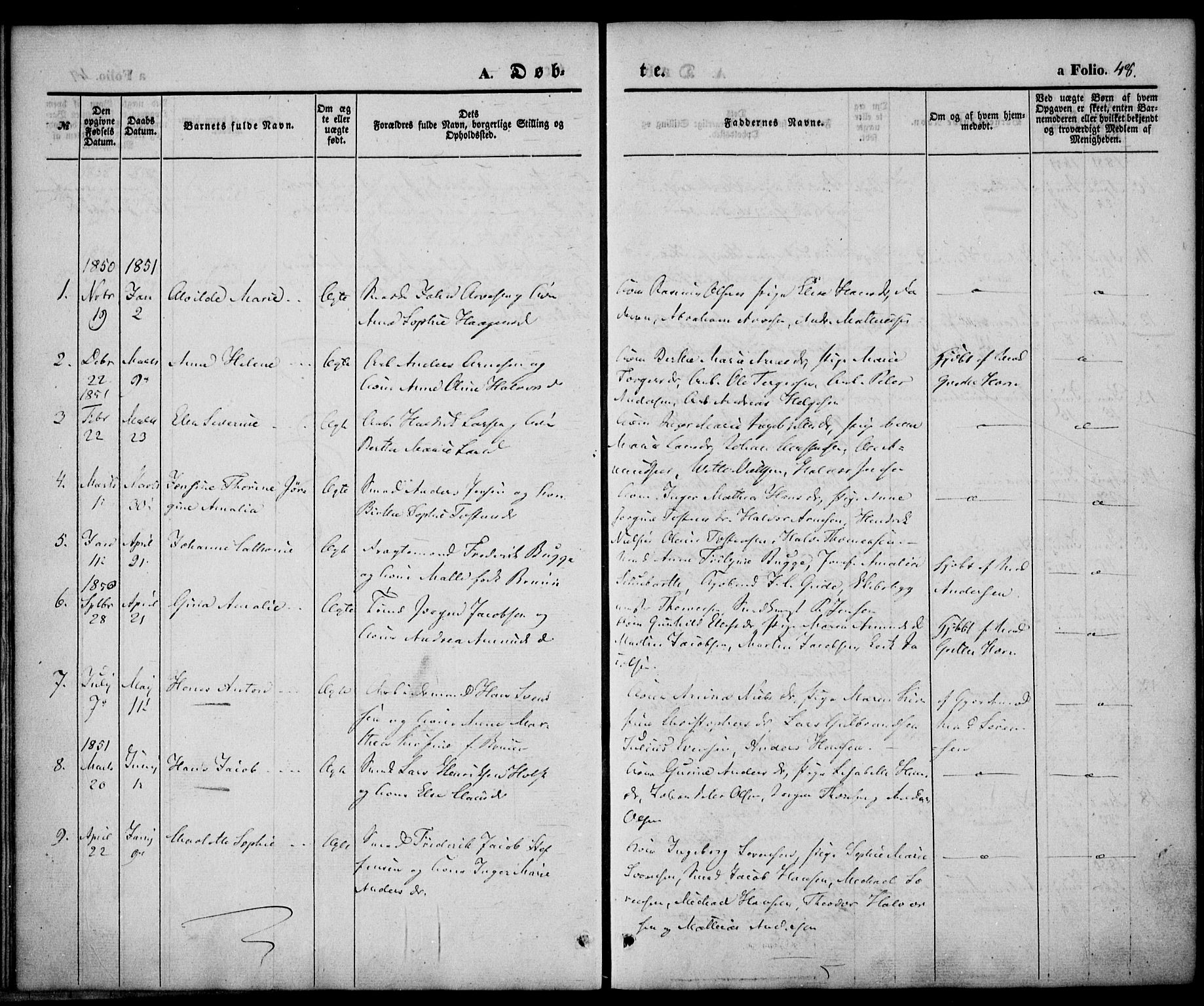 Larvik kirkebøker, SAKO/A-352/F/Fb/L0003: Parish register (official) no. II 3, 1842-1856, p. 48