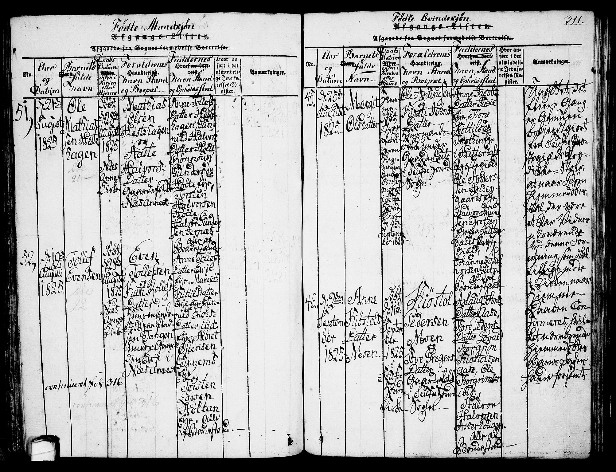 Sauherad kirkebøker, SAKO/A-298/G/Ga/L0001: Parish register (copy) no. I 1, 1815-1827, p. 311