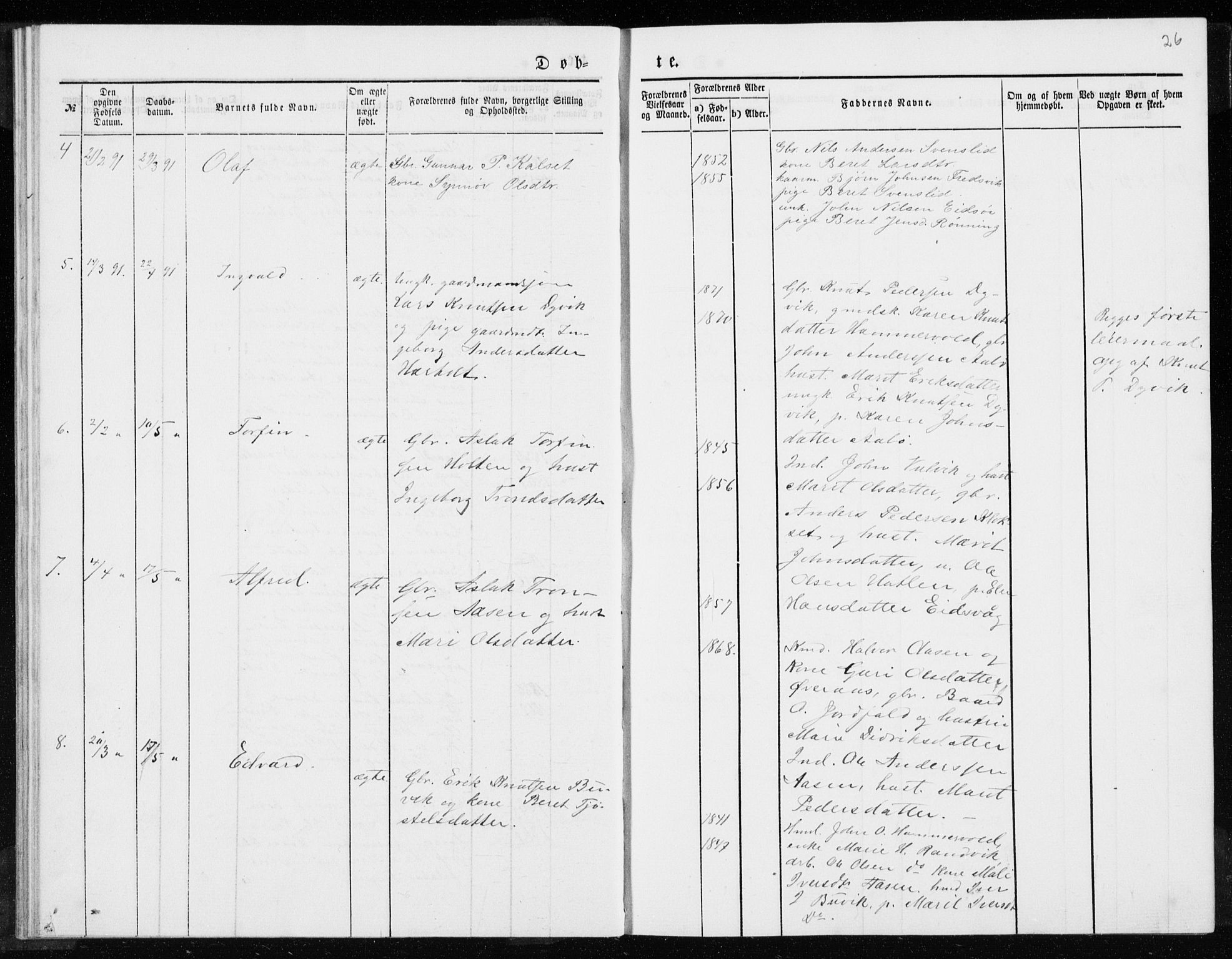 Ministerialprotokoller, klokkerbøker og fødselsregistre - Møre og Romsdal, AV/SAT-A-1454/551/L0631: Parish register (copy) no. 551C03, 1886-1894, p. 26