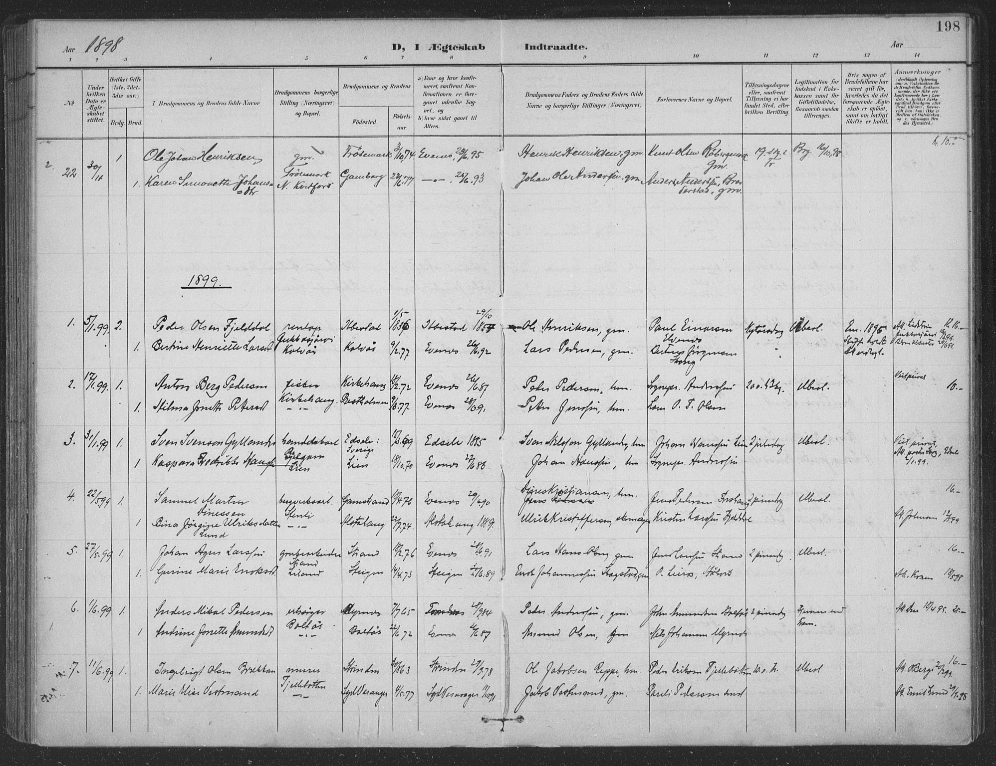 Ministerialprotokoller, klokkerbøker og fødselsregistre - Nordland, AV/SAT-A-1459/863/L0899: Parish register (official) no. 863A11, 1897-1906, p. 198