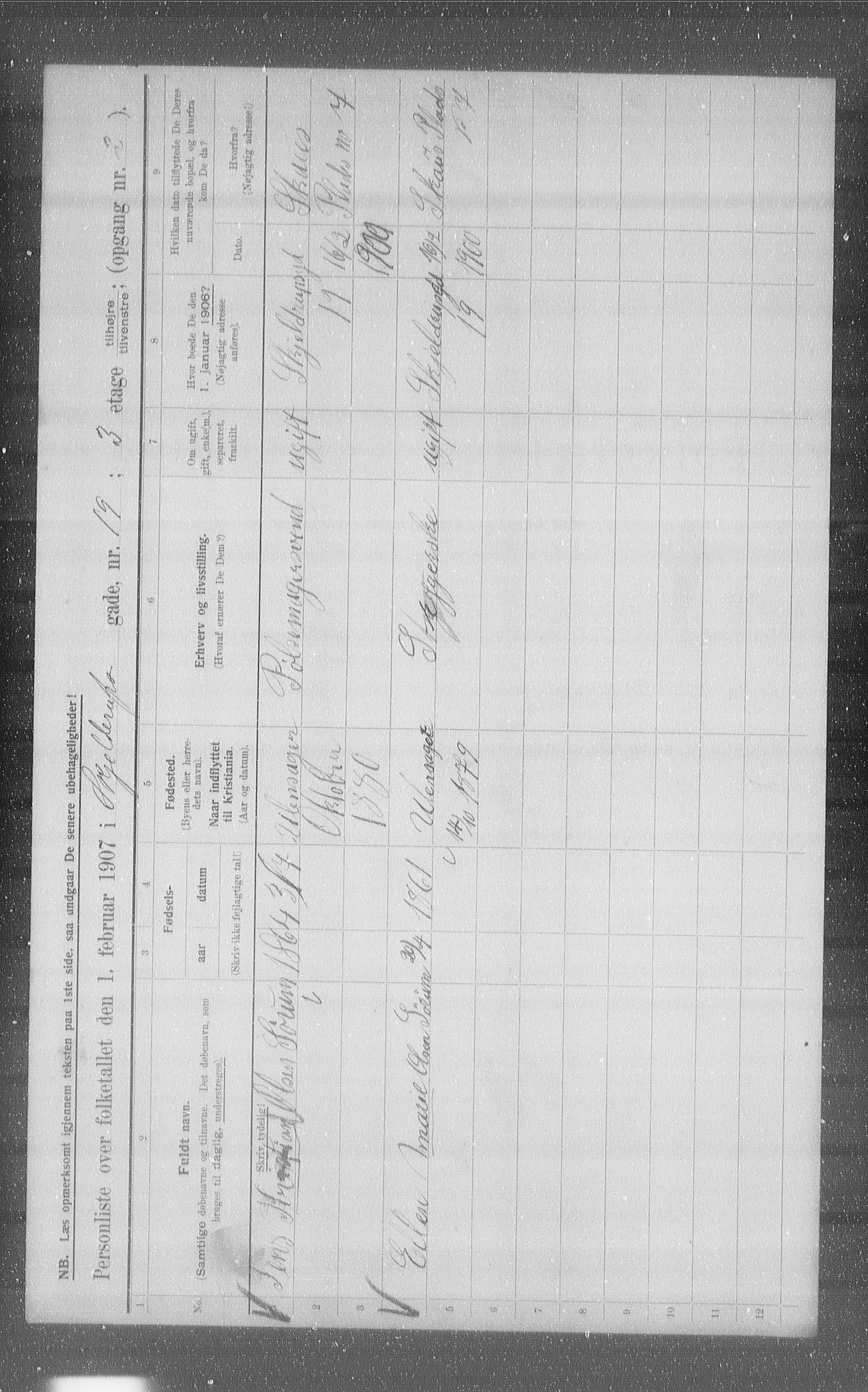 OBA, Municipal Census 1907 for Kristiania, 1907, p. 49093