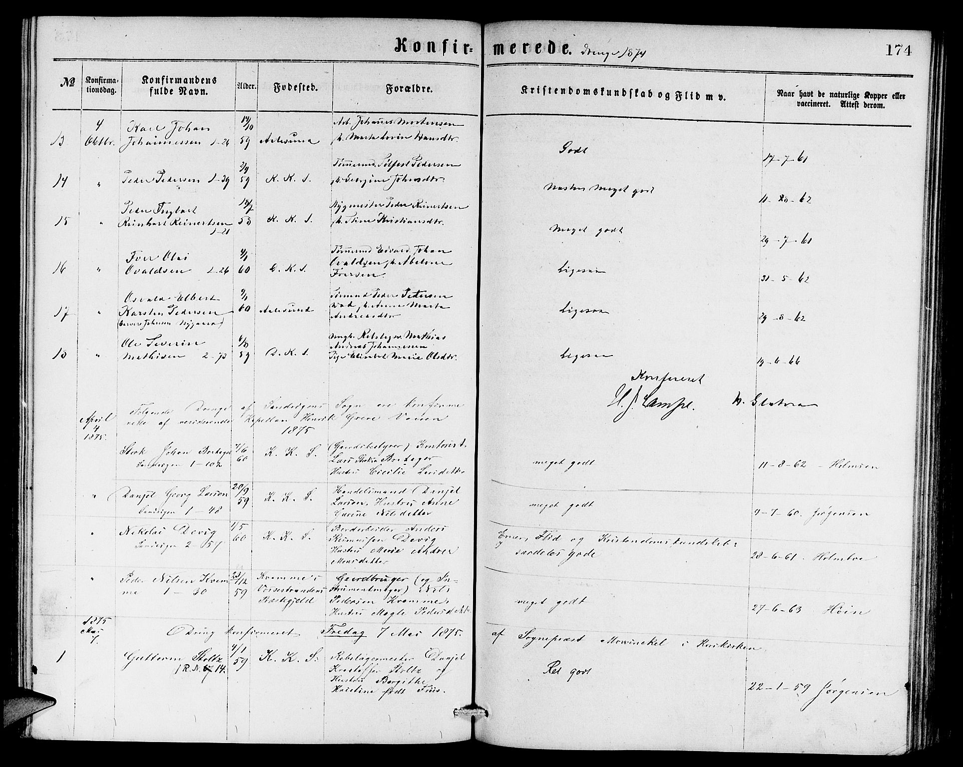 Sandviken Sokneprestembete, SAB/A-77601/H/Hb: Parish register (copy) no. A 1, 1867-1879, p. 174