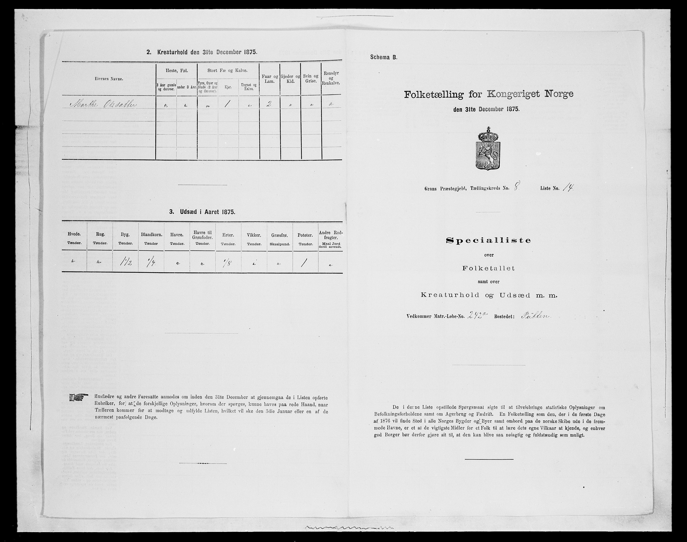 SAH, 1875 census for 0534P Gran, 1875, p. 1507