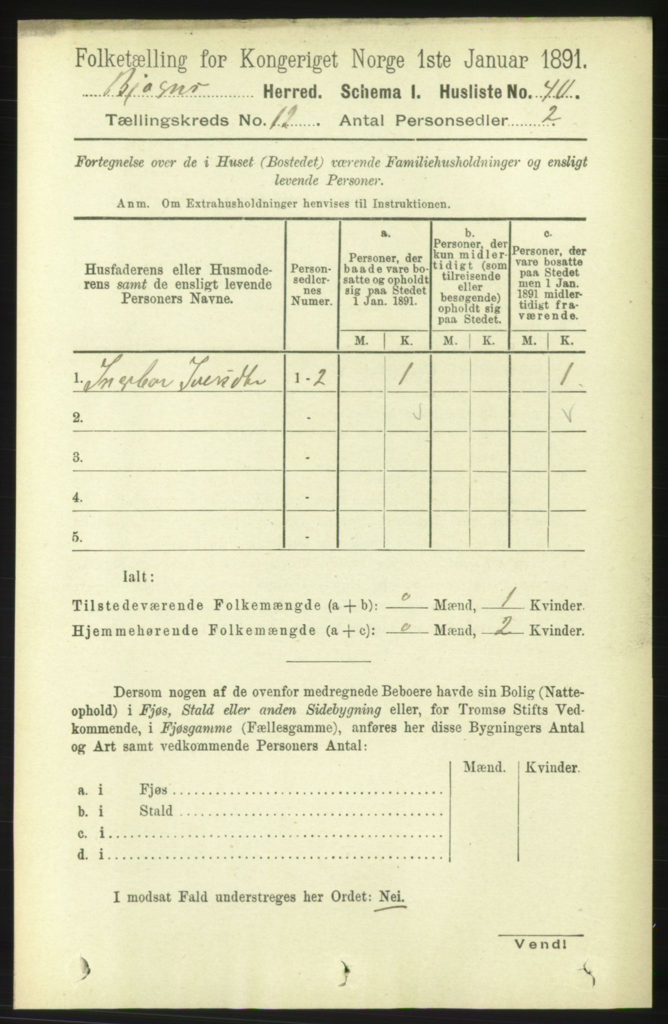 RA, 1891 census for 1627 Bjugn, 1891, p. 3483