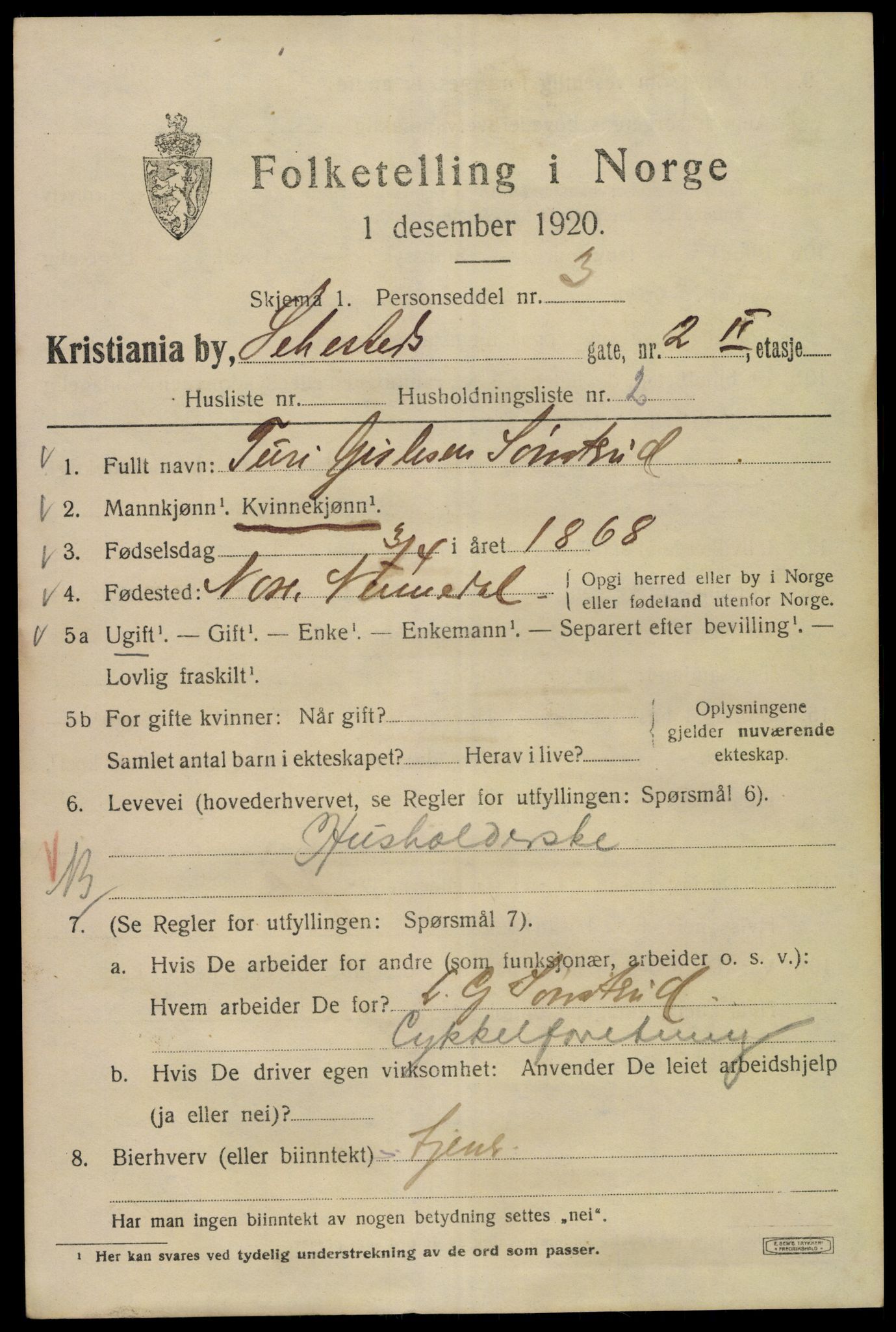 SAO, 1920 census for Kristiania, 1920, p. 505487