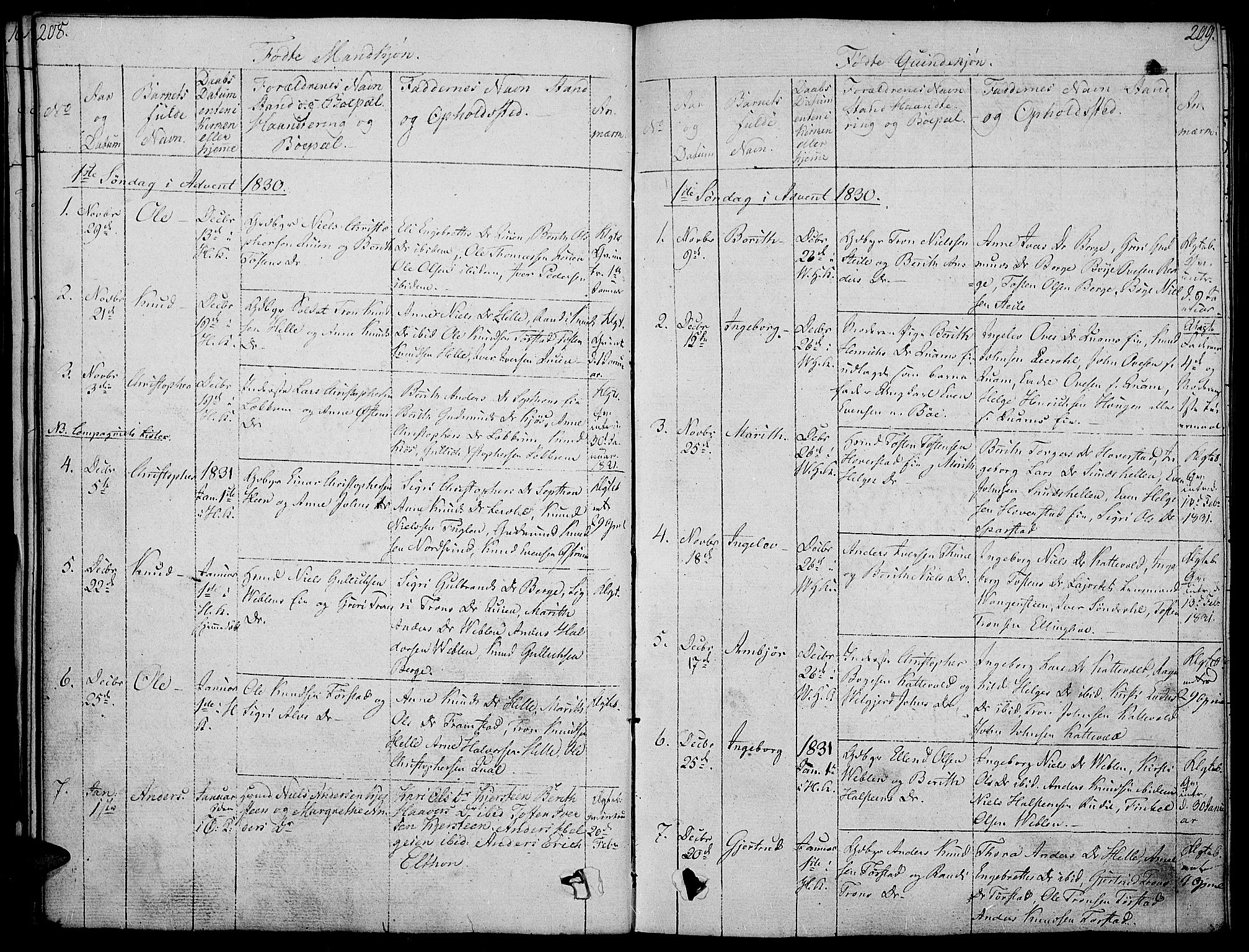 Vang prestekontor, Valdres, SAH/PREST-140/H/Ha/L0003: Parish register (official) no. 3, 1809-1831, p. 208-209