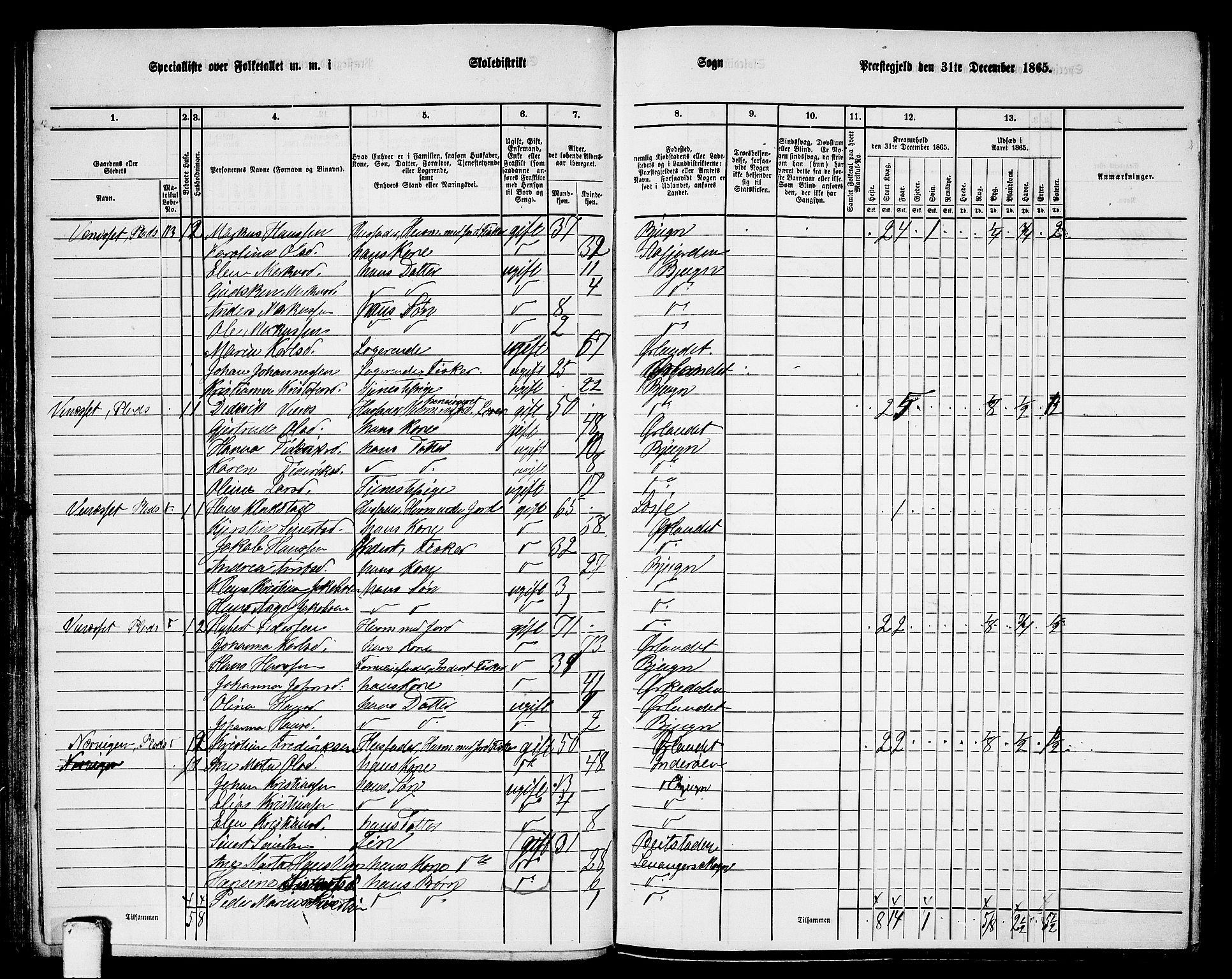 RA, 1865 census for Bjugn, 1865, p. 62