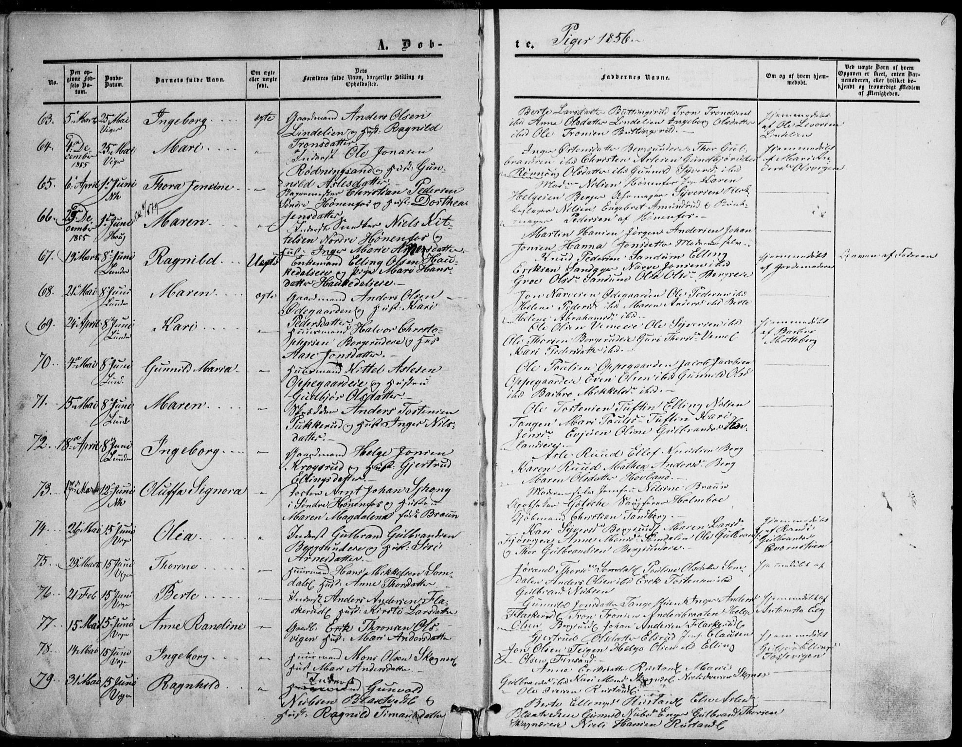 Norderhov kirkebøker, AV/SAKO-A-237/F/Fa/L0012: Parish register (official) no. 12, 1856-1865, p. 6