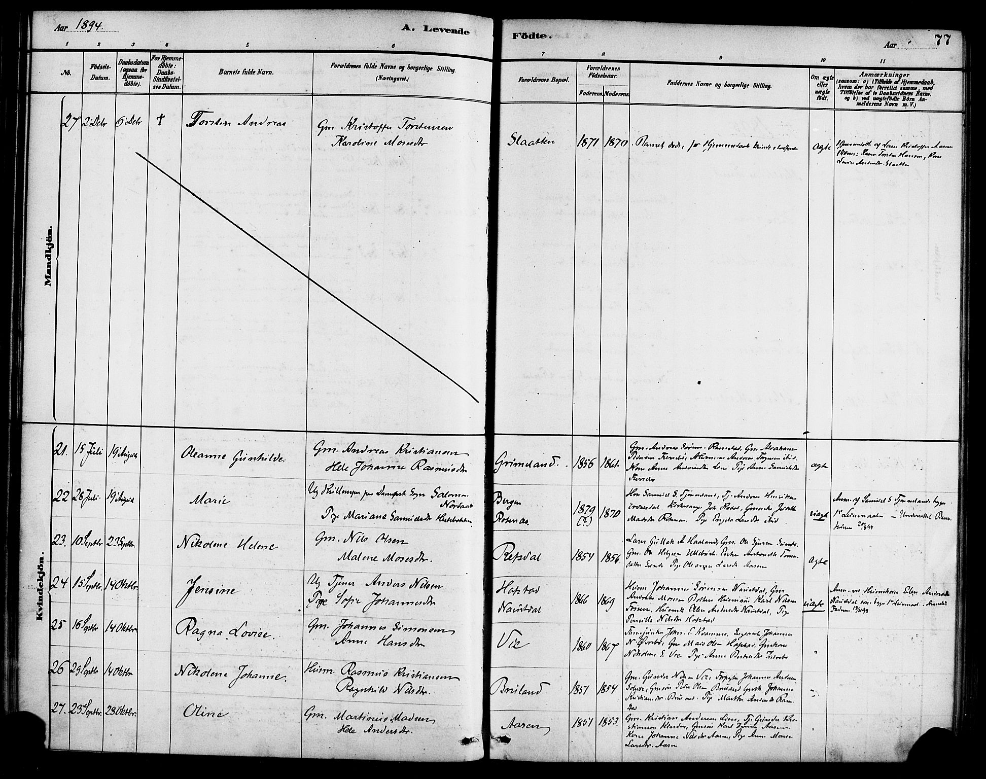 Førde sokneprestembete, AV/SAB-A-79901/H/Haa/Haab/L0001: Parish register (official) no. B 1, 1880-1898, p. 77