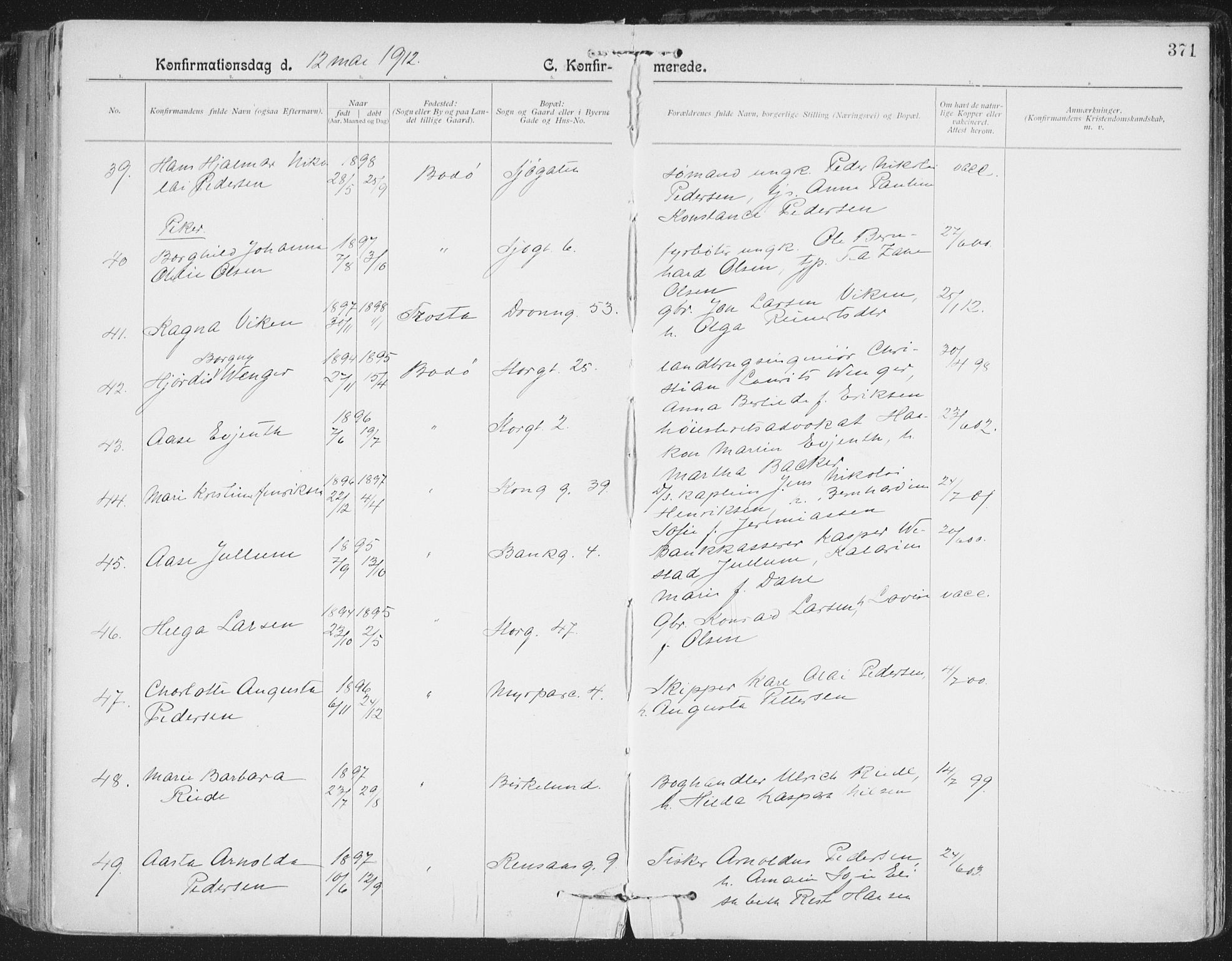 Ministerialprotokoller, klokkerbøker og fødselsregistre - Nordland, AV/SAT-A-1459/801/L0011: Parish register (official) no. 801A11, 1900-1916, p. 371