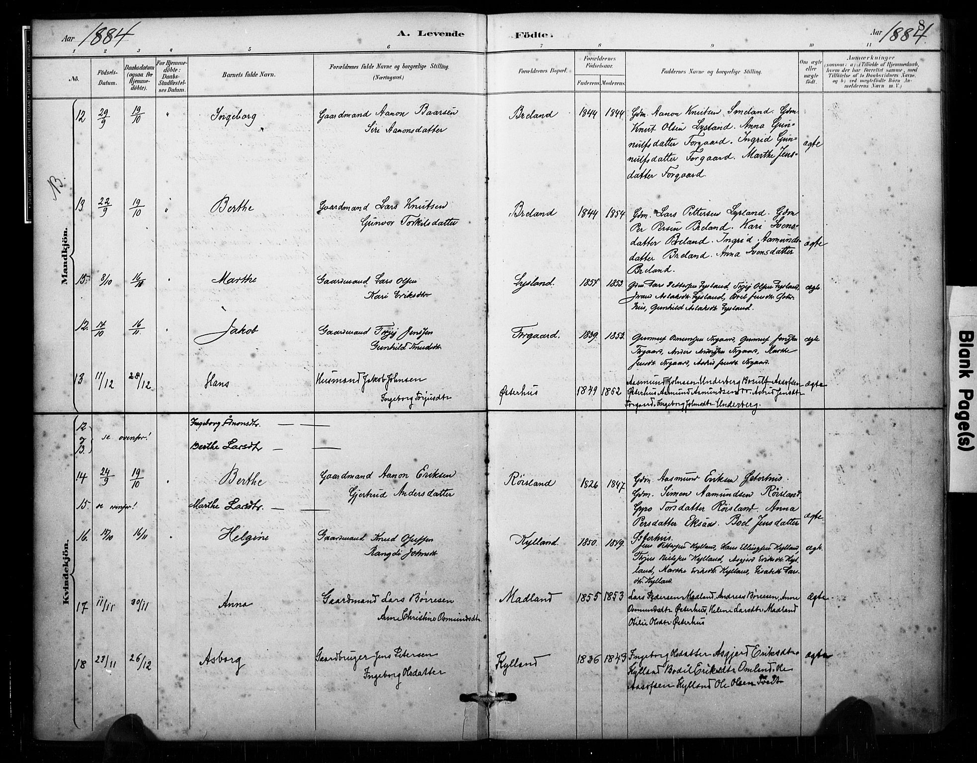 Åseral sokneprestkontor, AV/SAK-1111-0051/F/Fa/L0003: Parish register (official) no. A 3, 1884-1901, p. 8