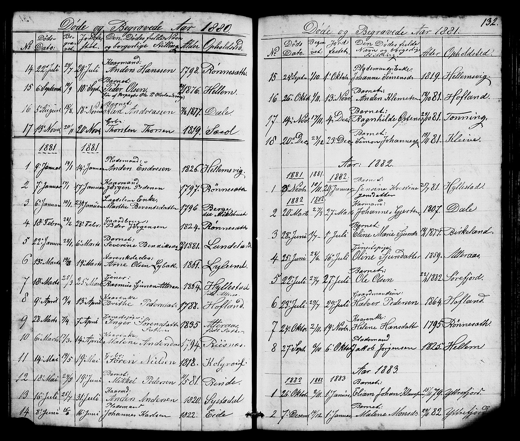 Hyllestad sokneprestembete, SAB/A-80401: Parish register (copy) no. A 2, 1876-1906, p. 132