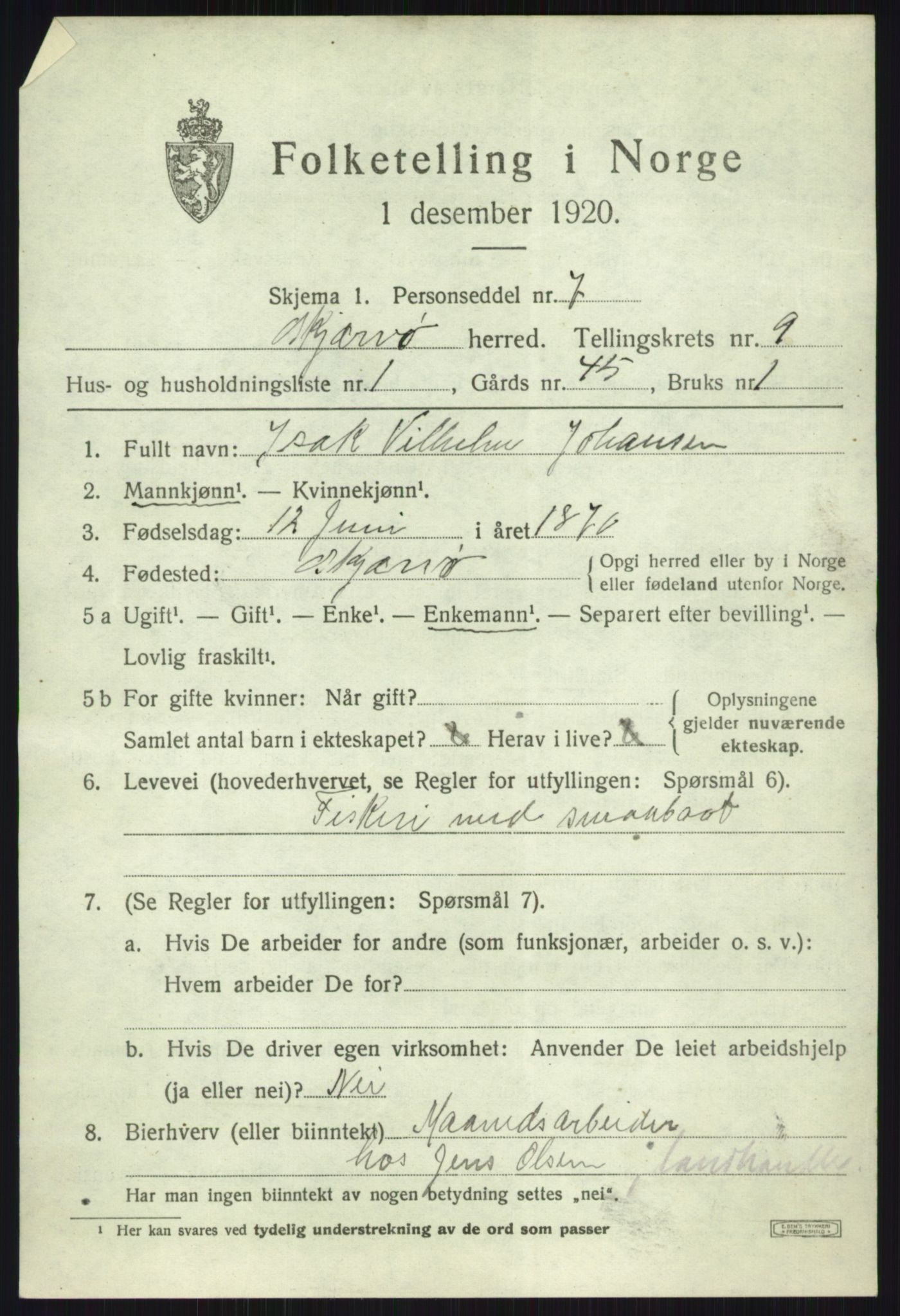 SATØ, 1920 census for Skjervøy, 1920, p. 5121