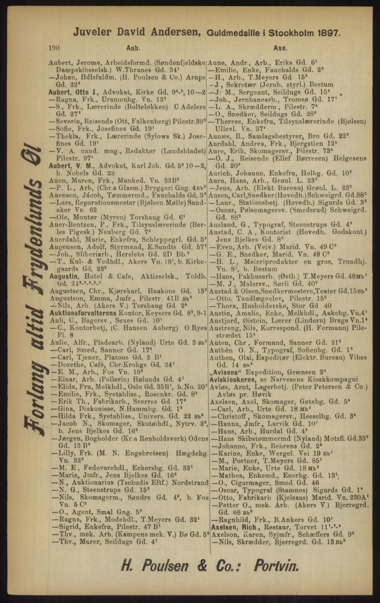 Kristiania/Oslo adressebok, PUBL/-, 1902, p. 190