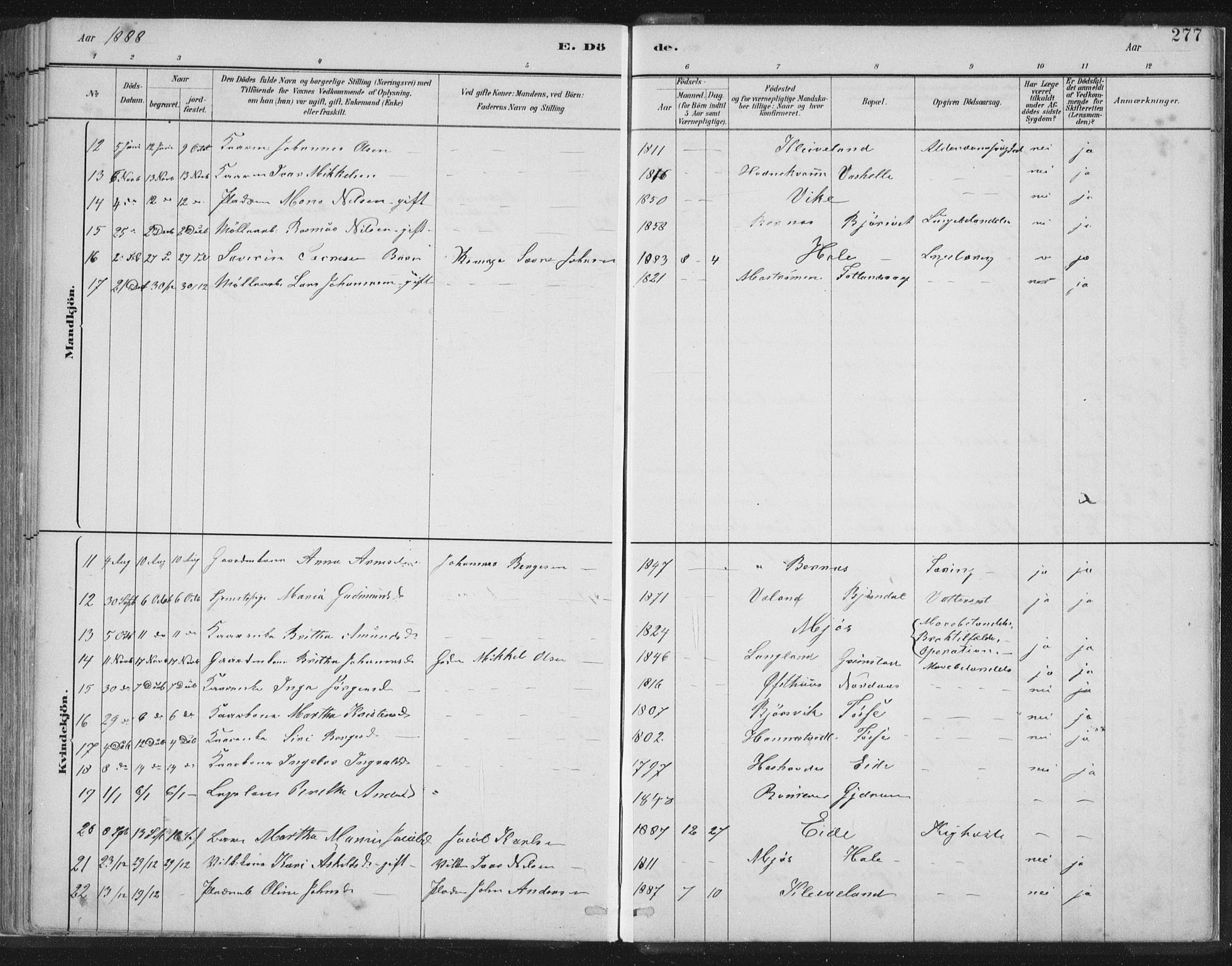 Hosanger sokneprestembete, AV/SAB-A-75801/H/Hab: Parish register (copy) no. A 3 II, 1882-1903, p. 277