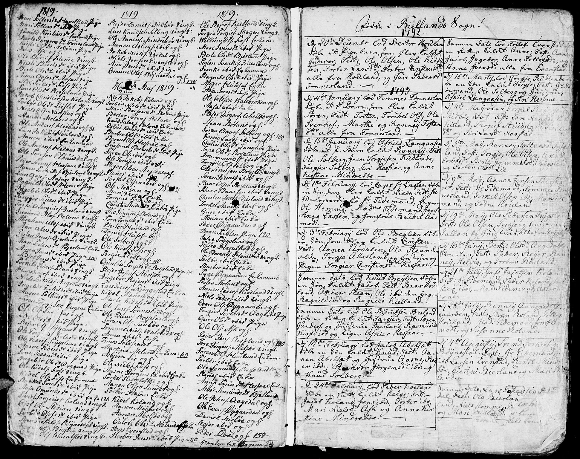 Bjelland sokneprestkontor, SAK/1111-0005/F/Fa/Faa/L0001: Parish register (official) no. A 1 /1, 1793-1815, p. 9