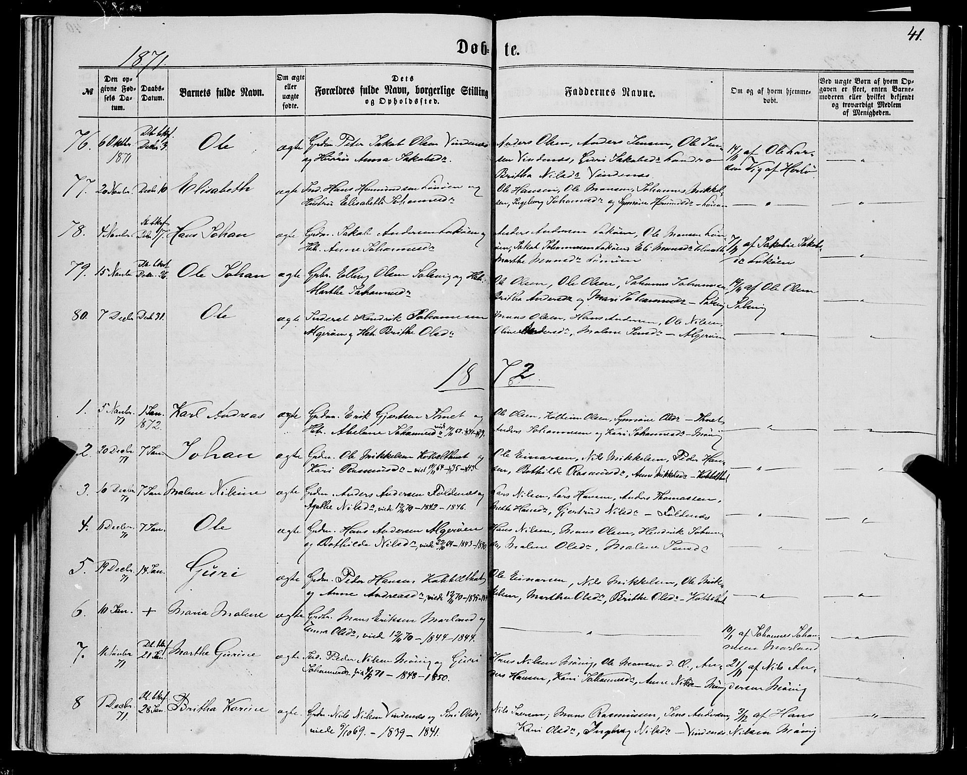 Fjell sokneprestembete, SAB/A-75301/H/Haa: Parish register (official) no. A 3, 1864-1877, p. 41