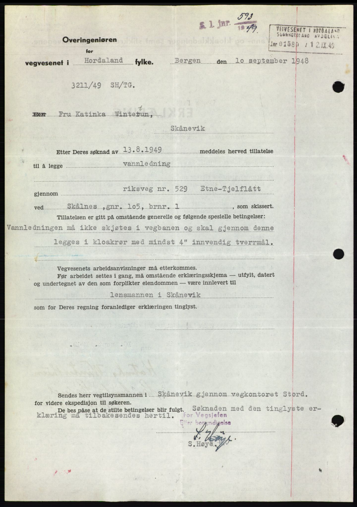 Sunnhordland sorenskrivar, AV/SAB-A-2401: Mortgage book no. B75-79, 1948-1950, Diary no: : 3337/1949