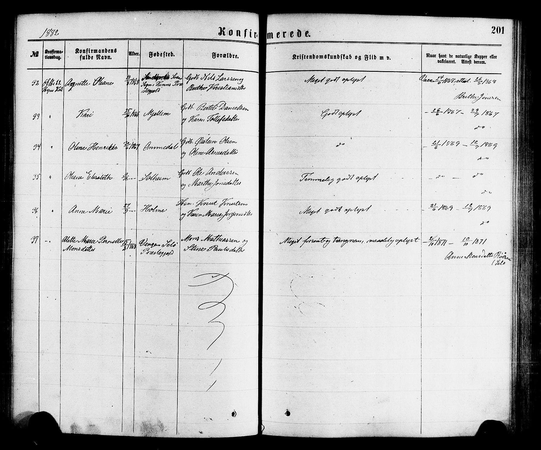 Gloppen sokneprestembete, SAB/A-80101/H/Haa/Haaa/L0010: Parish register (official) no. A 10, 1871-1884, p. 201
