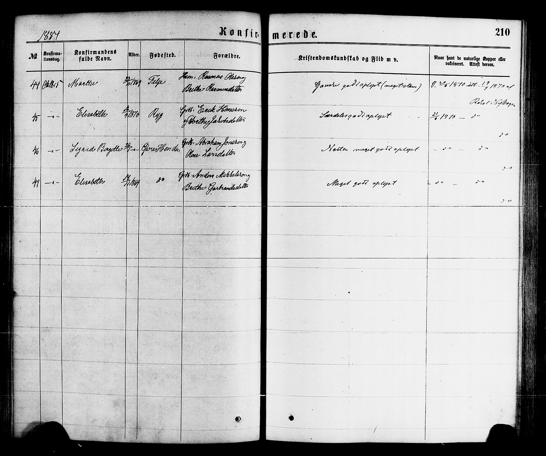 Gloppen sokneprestembete, AV/SAB-A-80101/H/Haa/Haaa/L0010: Parish register (official) no. A 10, 1871-1884, p. 210