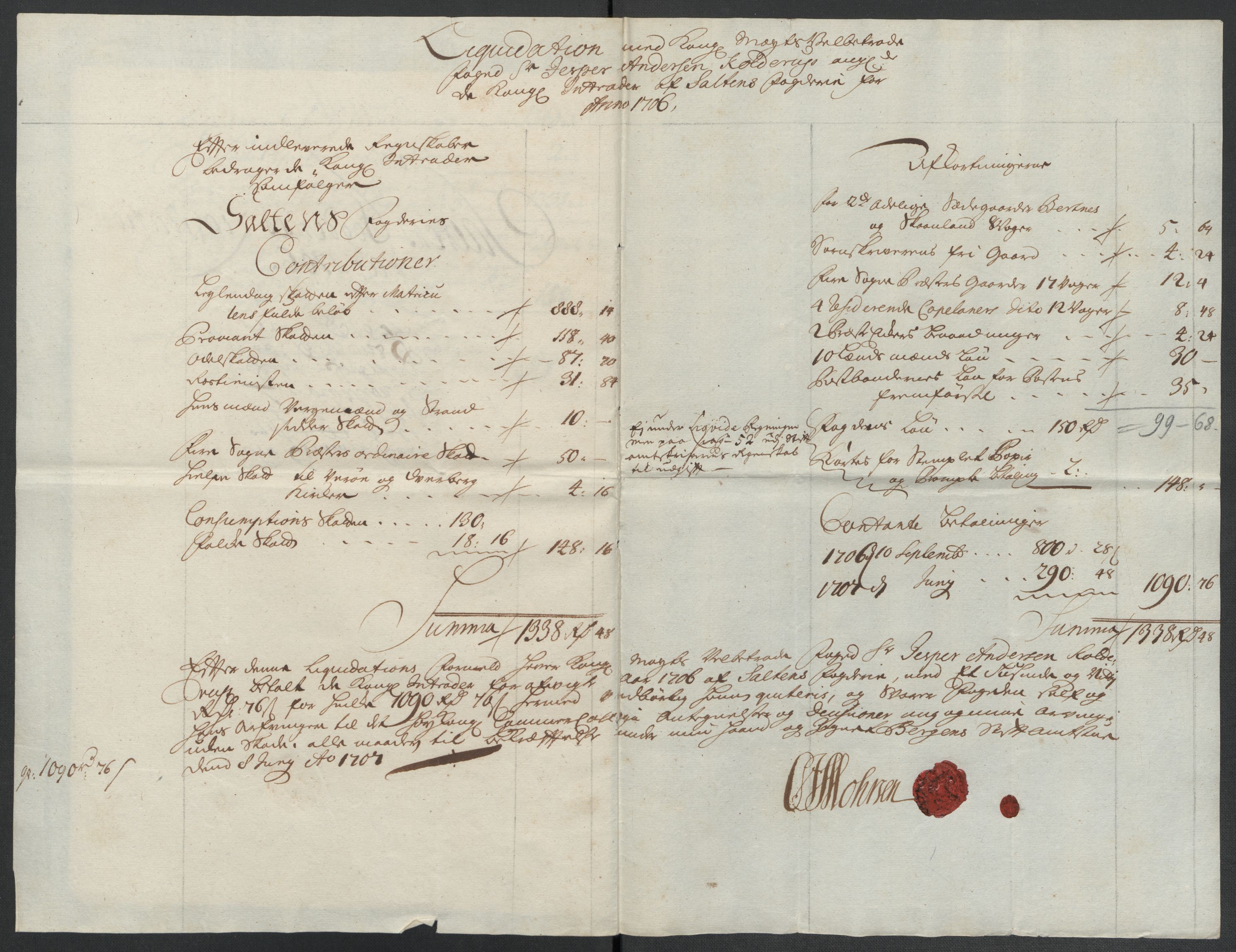 Rentekammeret inntil 1814, Reviderte regnskaper, Fogderegnskap, RA/EA-4092/R66/L4580: Fogderegnskap Salten, 1701-1706, p. 426