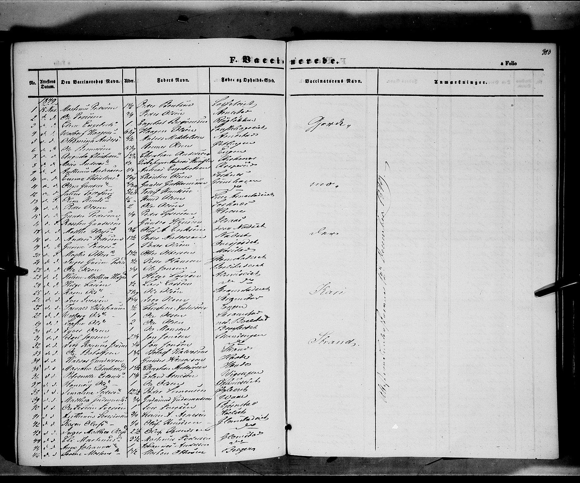 Åmot prestekontor, Hedmark, SAH/PREST-056/H/Ha/Haa/L0006: Parish register (official) no. 6, 1842-1861, p. 383