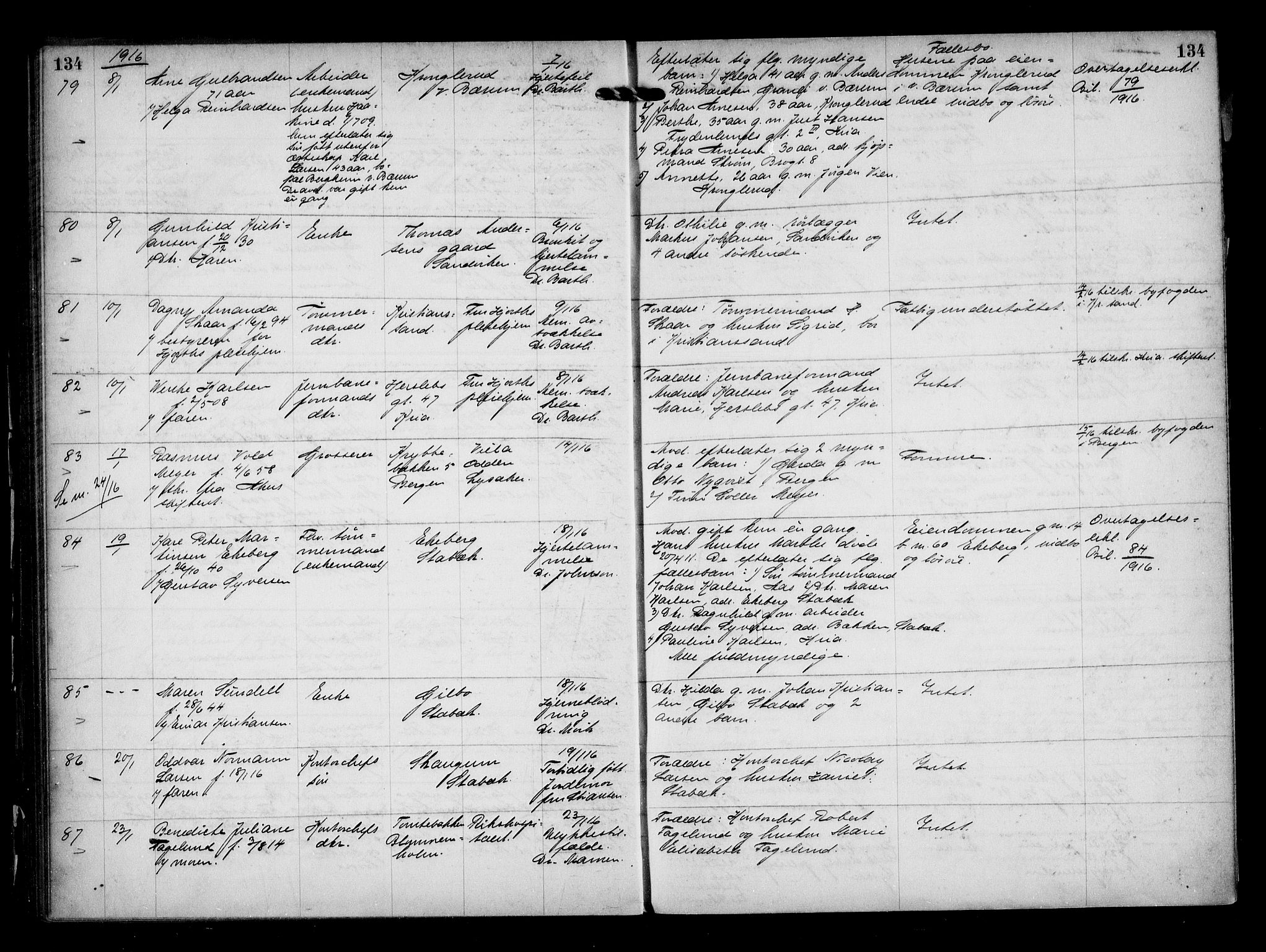 Aker kriminaldommer, skifte- og auksjonsforvalterembete, AV/SAO-A-10452/H/Hb/Hba/Hbaa/L0004: Dødsfallsprotokoll, 1914-1918, p. 134
