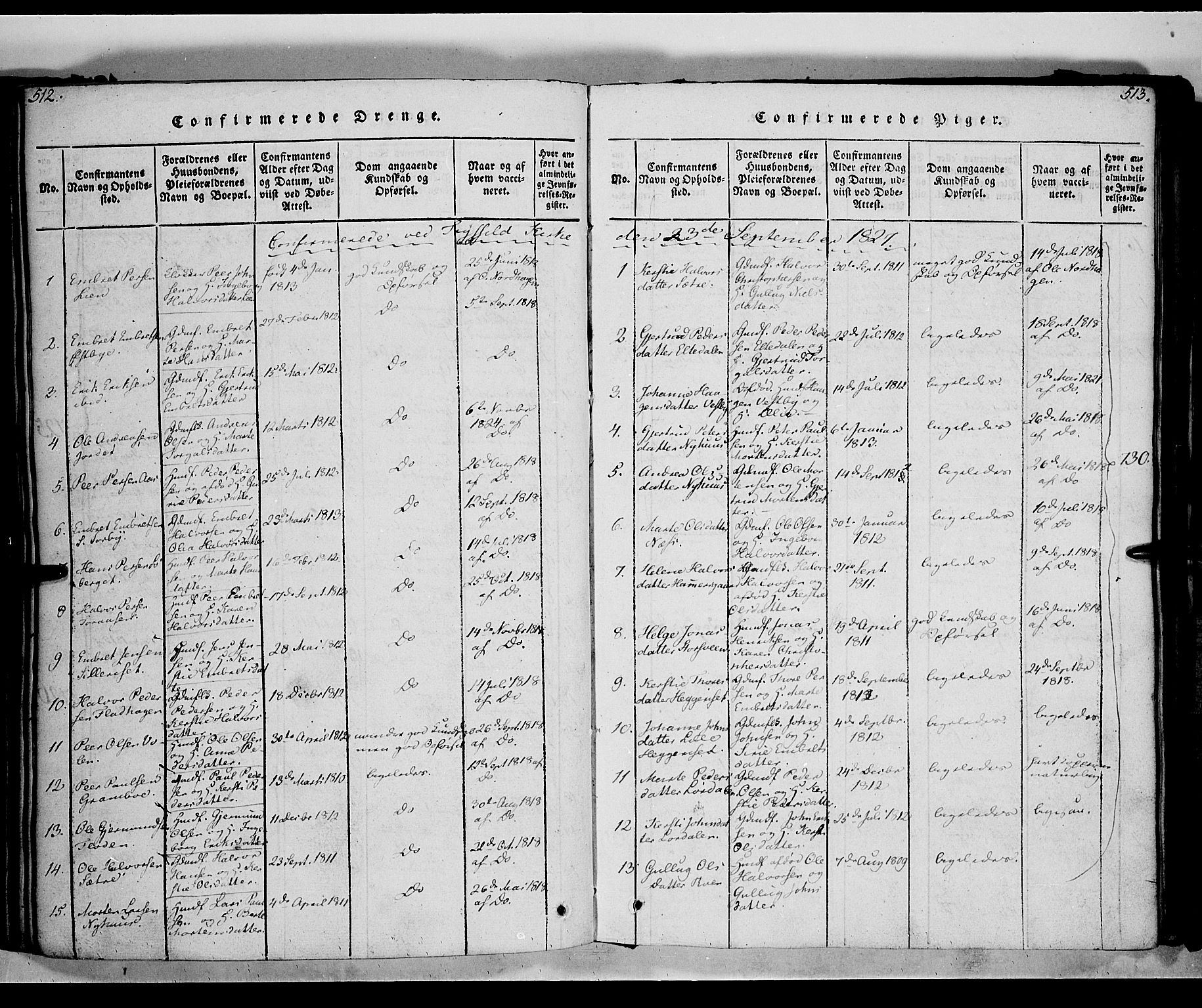 Trysil prestekontor, SAH/PREST-046/H/Ha/Haa/L0003: Parish register (official) no. 3 /1, 1814-1841, p. 512-513