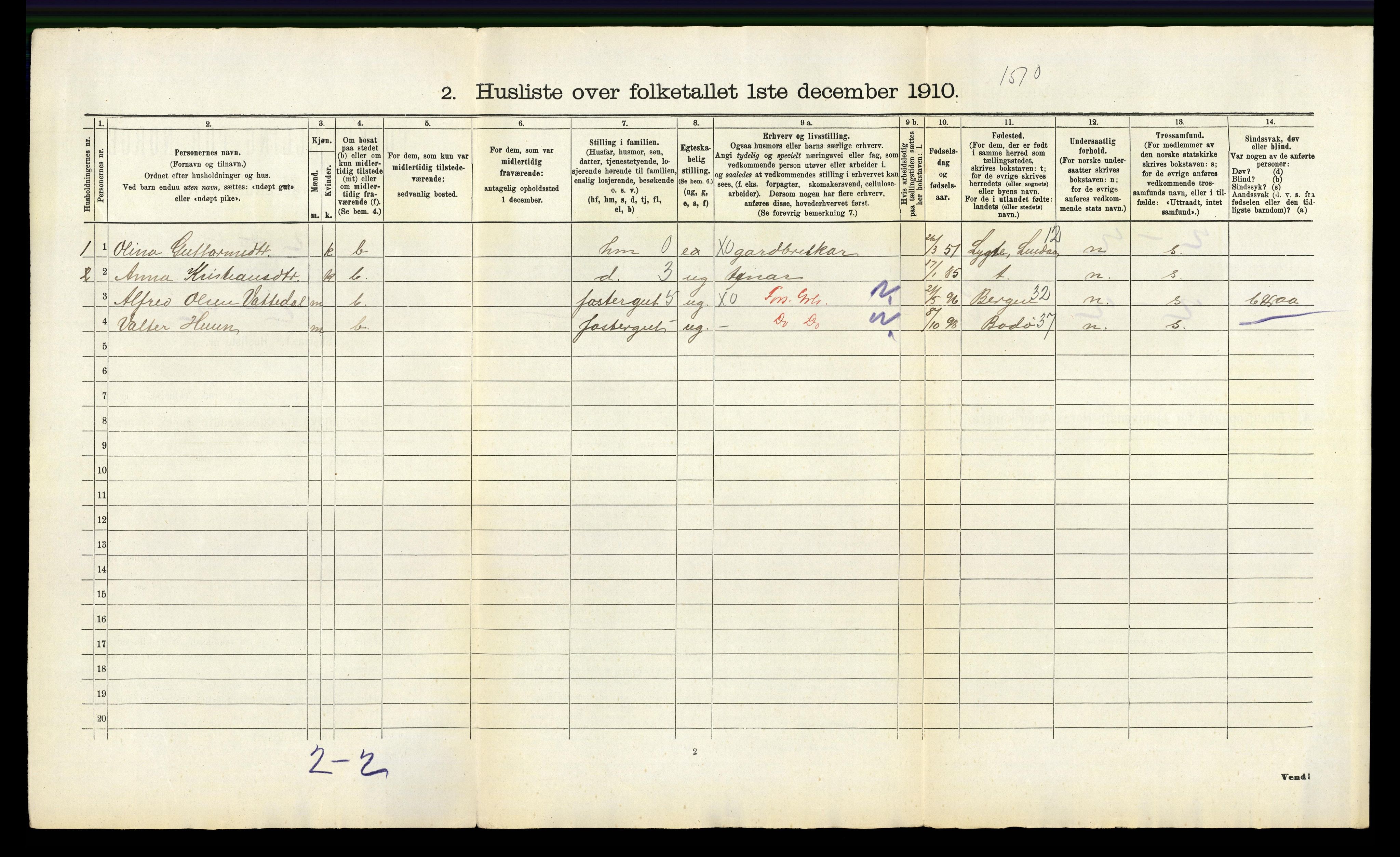 RA, 1910 census for Manger, 1910, p. 62