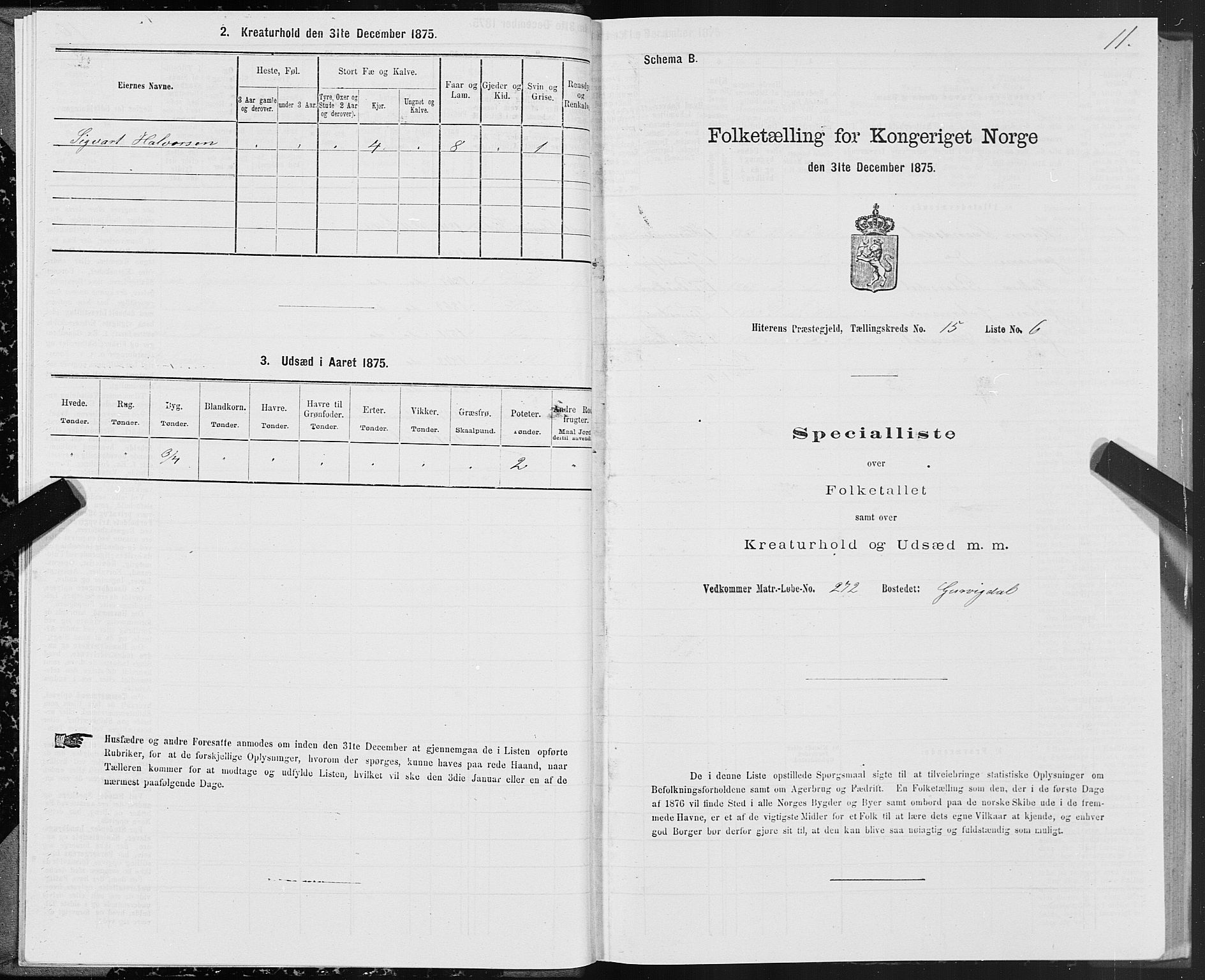 SAT, 1875 census for 1617P Hitra, 1875, p. 8011