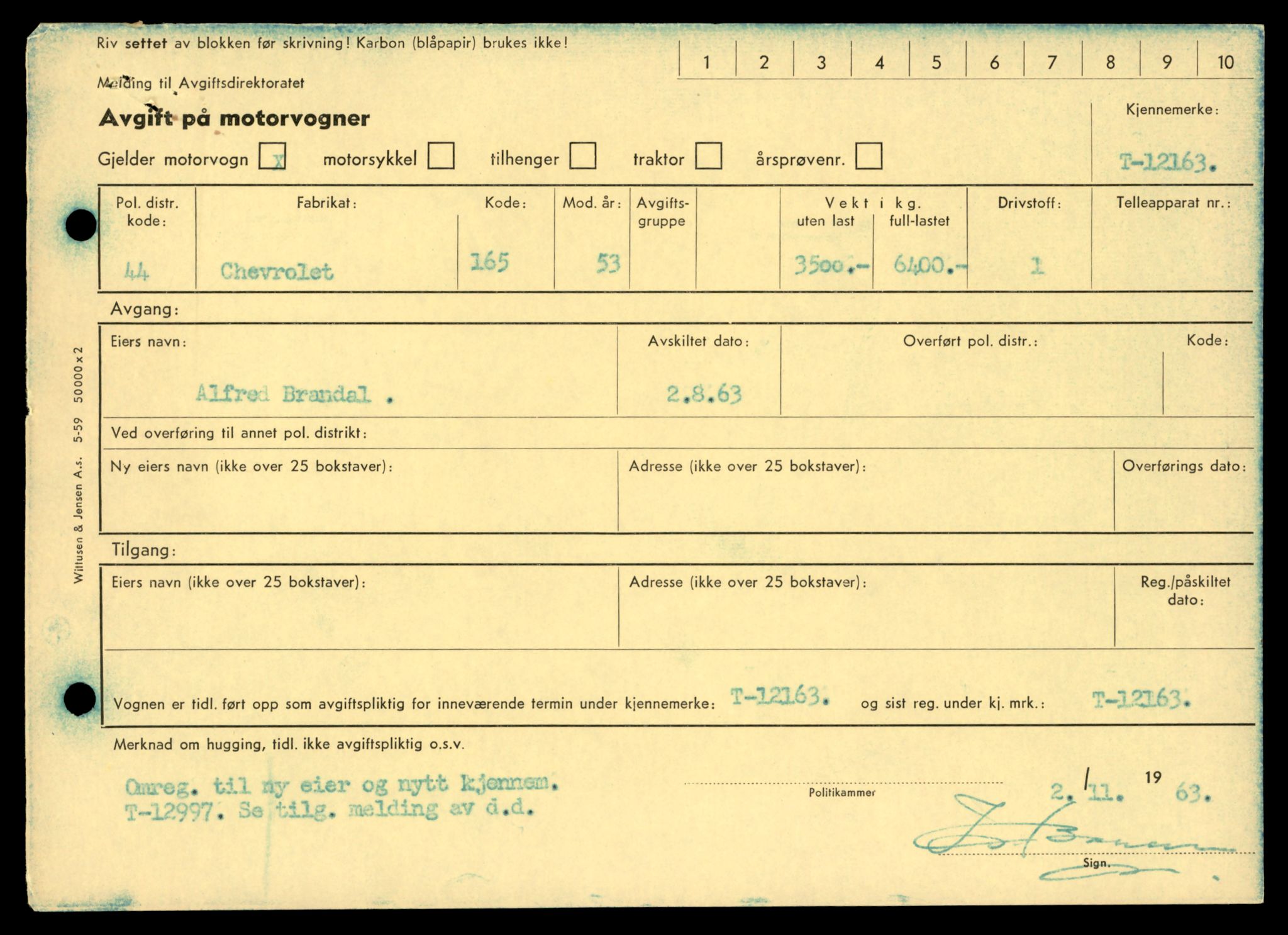 Møre og Romsdal vegkontor - Ålesund trafikkstasjon, AV/SAT-A-4099/F/Fe/L0036: Registreringskort for kjøretøy T 12831 - T 13030, 1927-1998, p. 2407