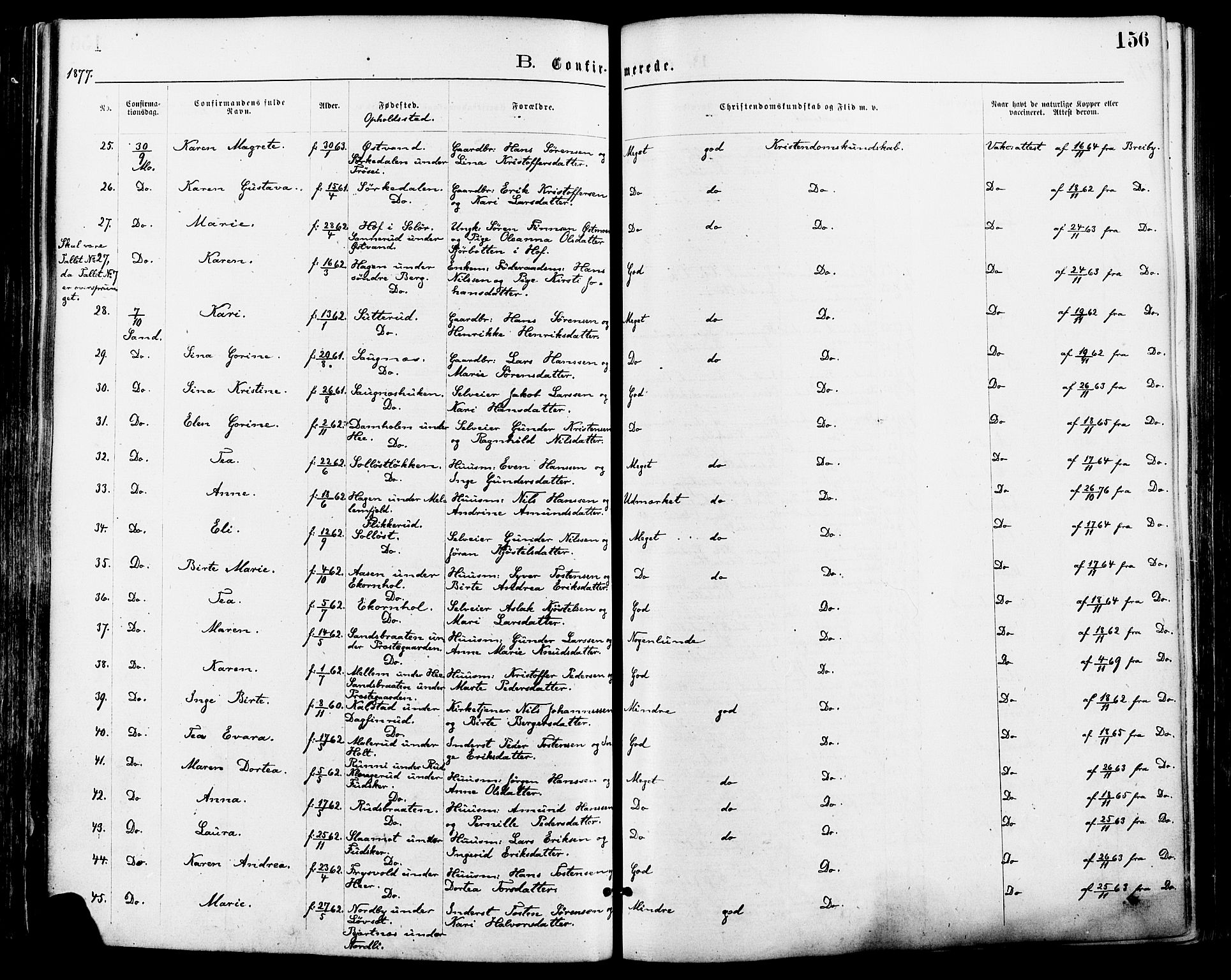 Nord-Odal prestekontor, AV/SAH-PREST-032/H/Ha/Haa/L0005: Parish register (official) no. 5, 1874-1885, p. 156