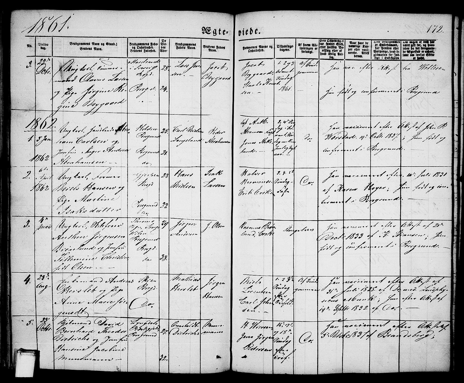 Porsgrunn kirkebøker , SAKO/A-104/G/Ga/L0002: Parish register (copy) no. I 2, 1847-1877, p. 172