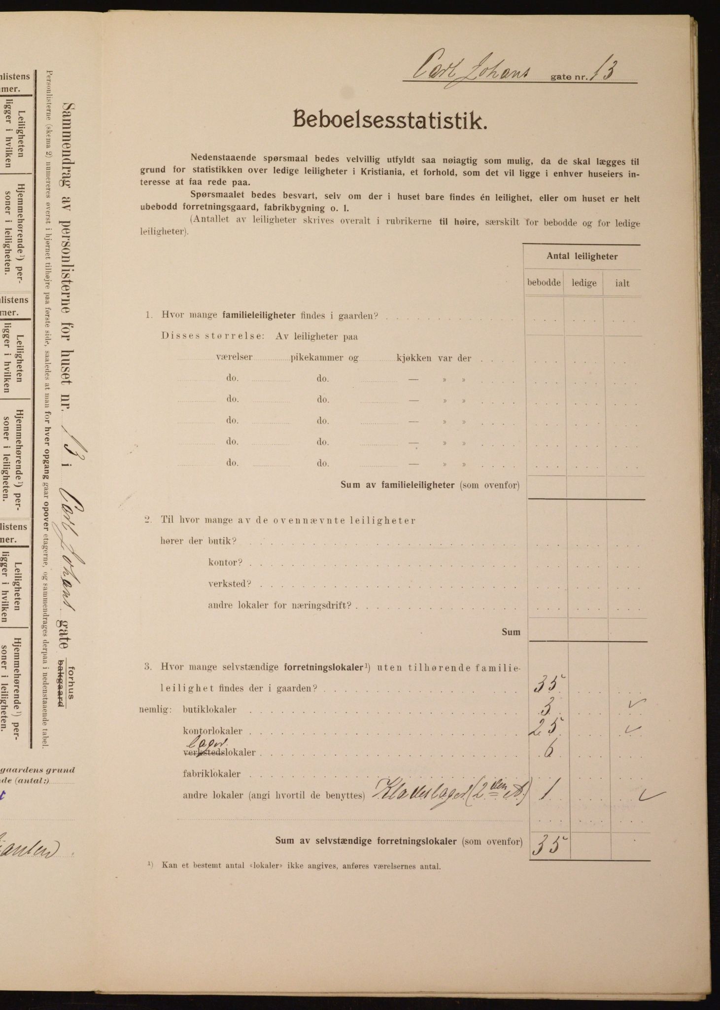 OBA, Municipal Census 1910 for Kristiania, 1910, p. 47351