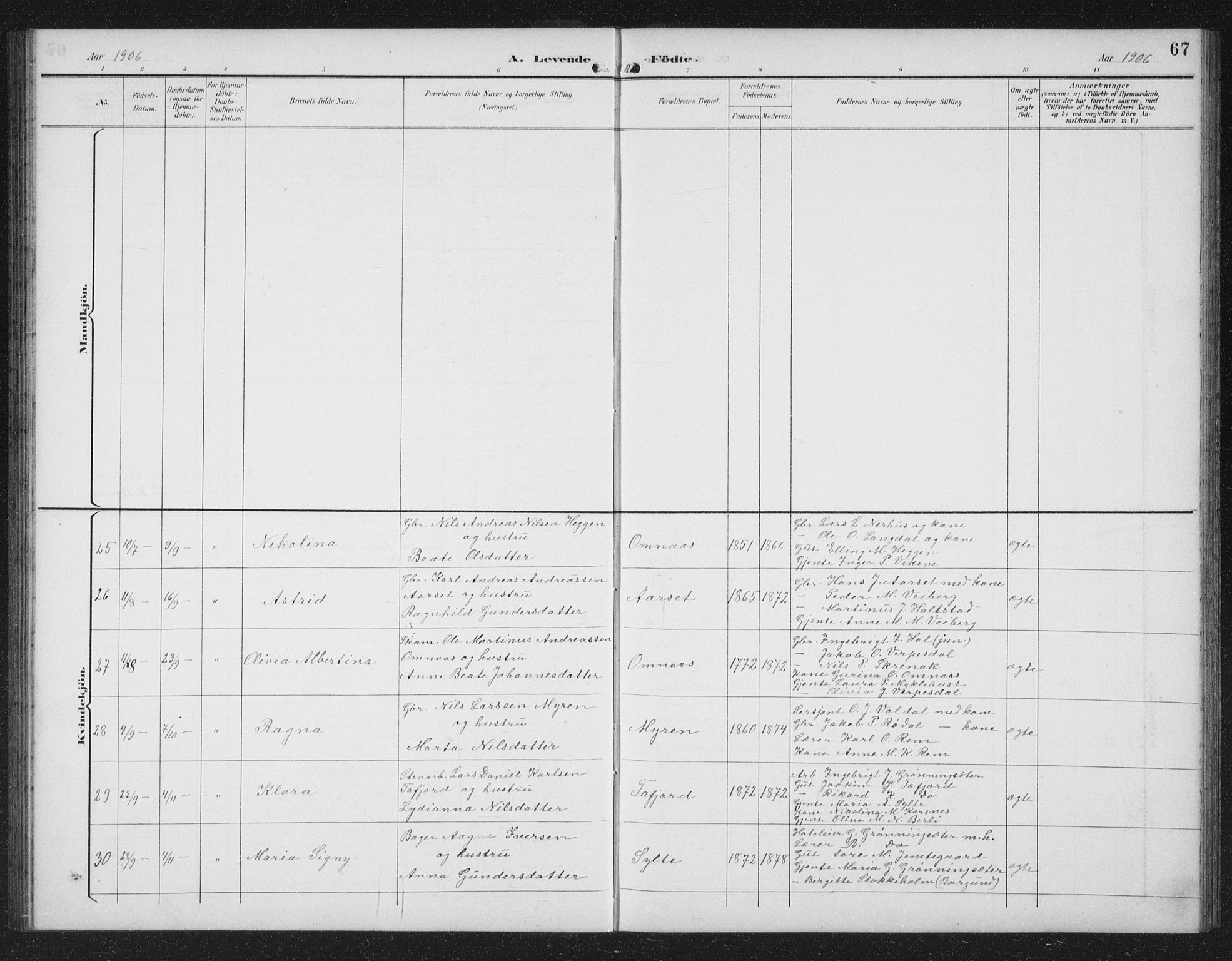 Ministerialprotokoller, klokkerbøker og fødselsregistre - Møre og Romsdal, AV/SAT-A-1454/519/L0264: Parish register (copy) no. 519C05, 1892-1910, p. 67