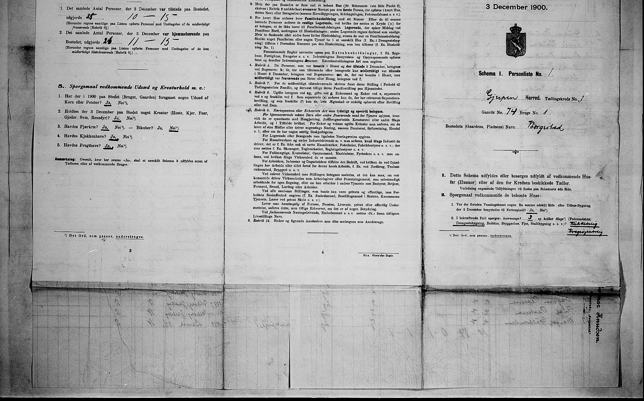 SAKO, 1900 census for Gjerpen, 1900, p. 596