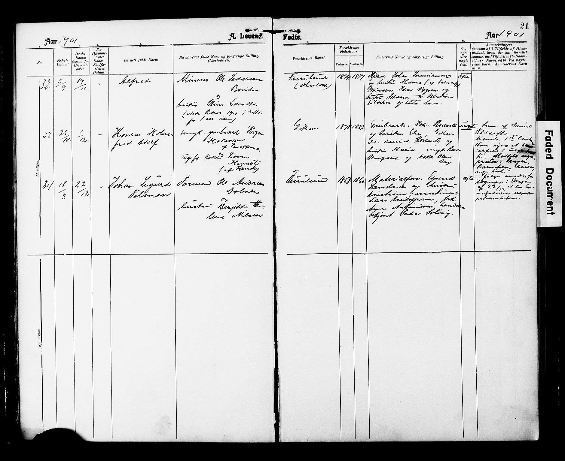 Ministerialprotokoller, klokkerbøker og fødselsregistre - Nordland, AV/SAT-A-1459/850/L0709: Parish register (official) no. 850A01, 1899-1909, p. 21