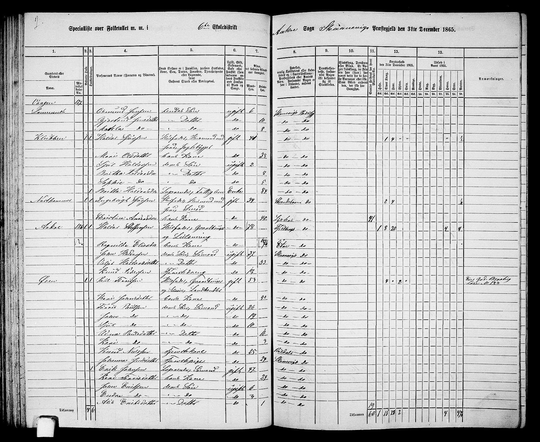 RA, 1865 census for Skånevik, 1865, p. 88