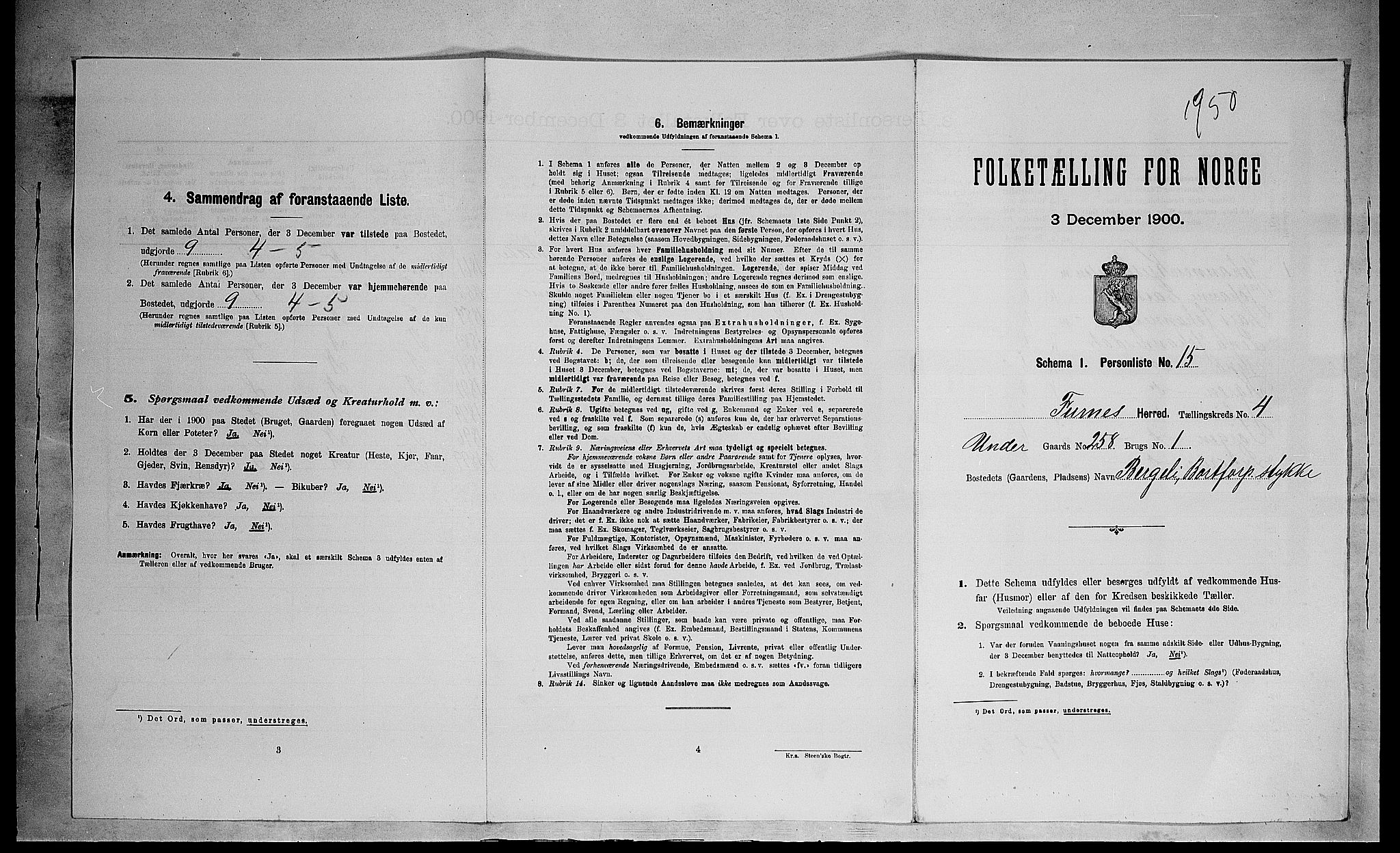 SAH, 1900 census for Furnes, 1900, p. 746