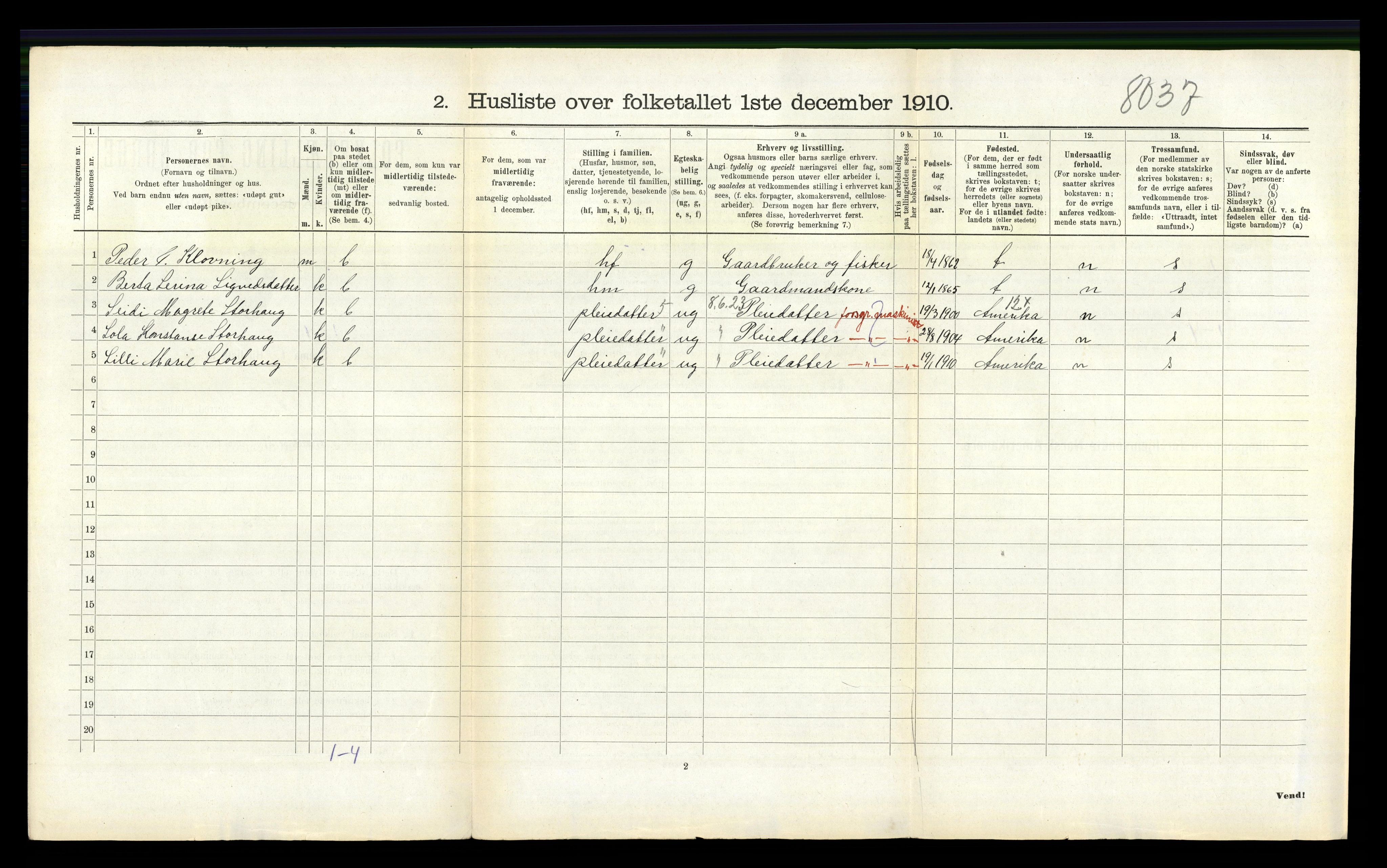 RA, 1910 census for Tysvær, 1910, p. 350