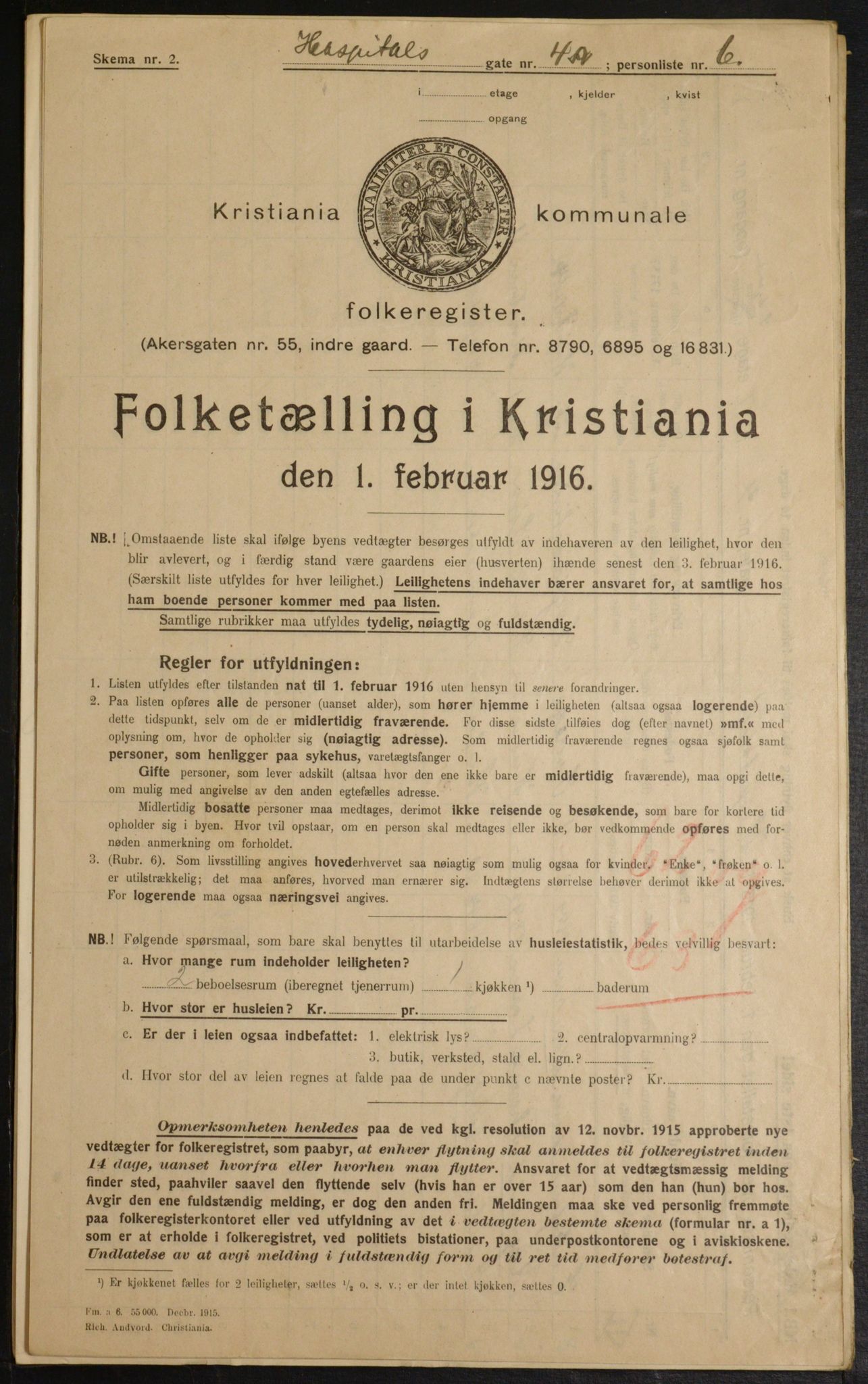 OBA, Municipal Census 1916 for Kristiania, 1916, p. 42093