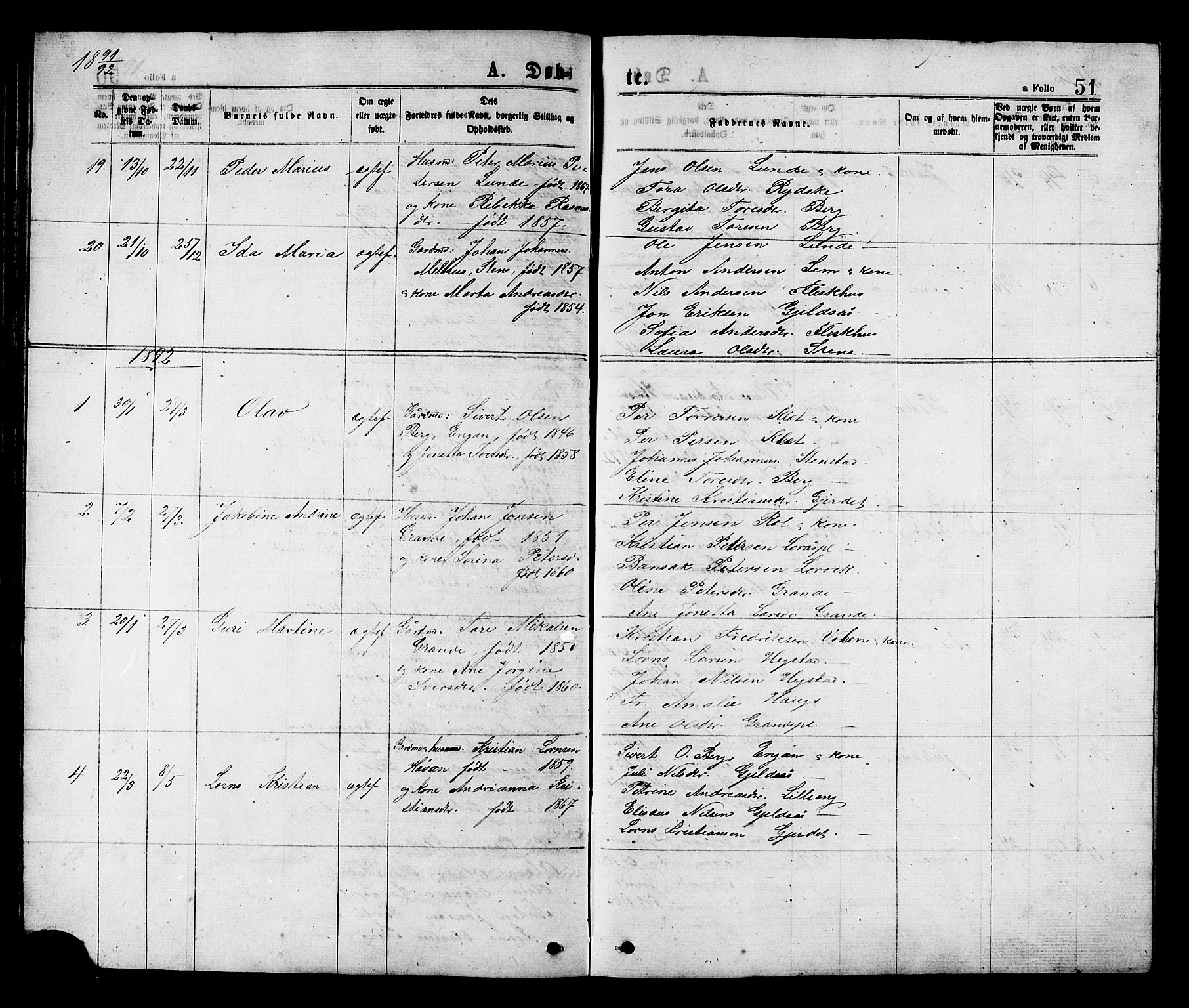 Ministerialprotokoller, klokkerbøker og fødselsregistre - Nord-Trøndelag, SAT/A-1458/731/L0311: Parish register (copy) no. 731C02, 1875-1911, p. 51