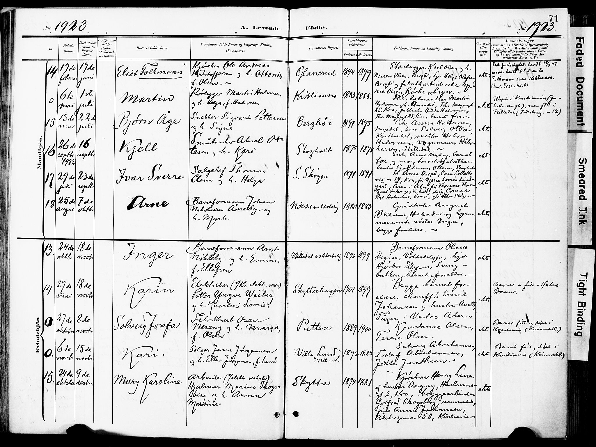 Nittedal prestekontor Kirkebøker, SAO/A-10365a/F/Fa/L0008: Parish register (official) no. I 8, 1902-1926, p. 71