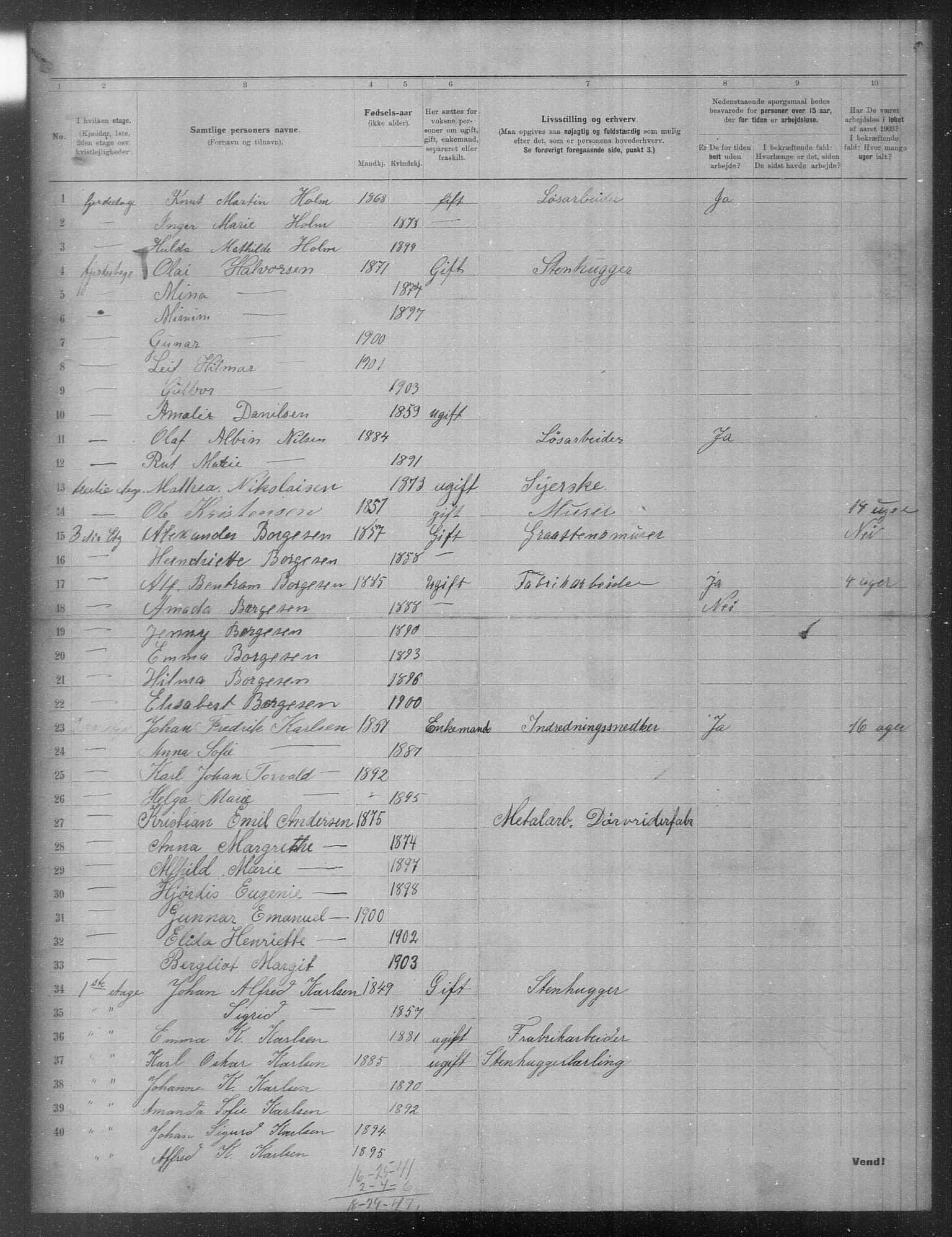 OBA, Municipal Census 1903 for Kristiania, 1903, p. 16372